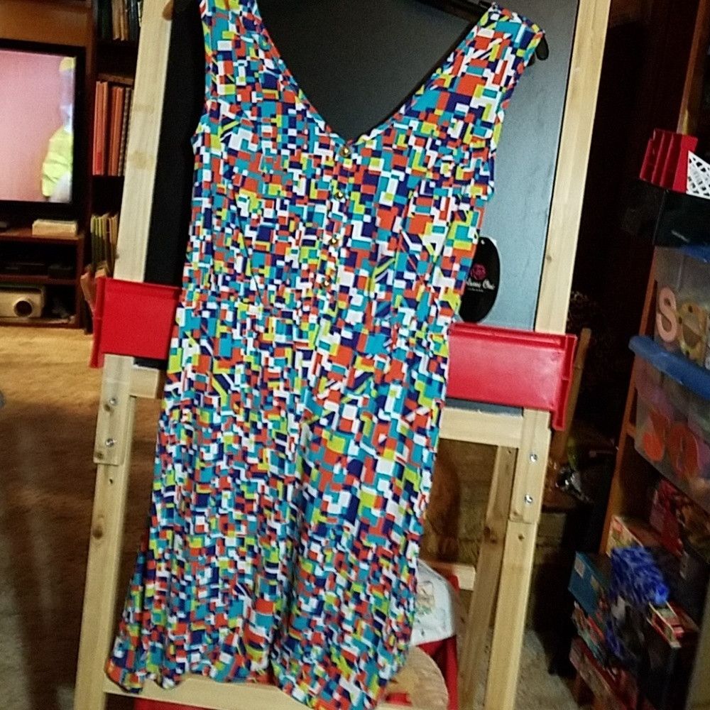 Other Volume One Tank Dress V-neck Asymmetrical Print Size L / US 10 / IT 46 - 1 Thumbnail