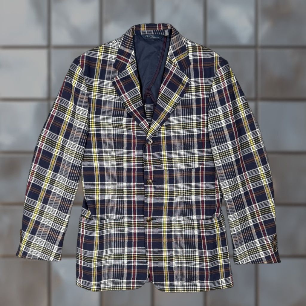 Polo Ralph Lauren Vintage Polo Ralph Lauren Sport Coat Jacket Men Small Blue Plaid Wool 3-Button Classic Size US S / EU 44-46 / 1 - 1 Thumbnail