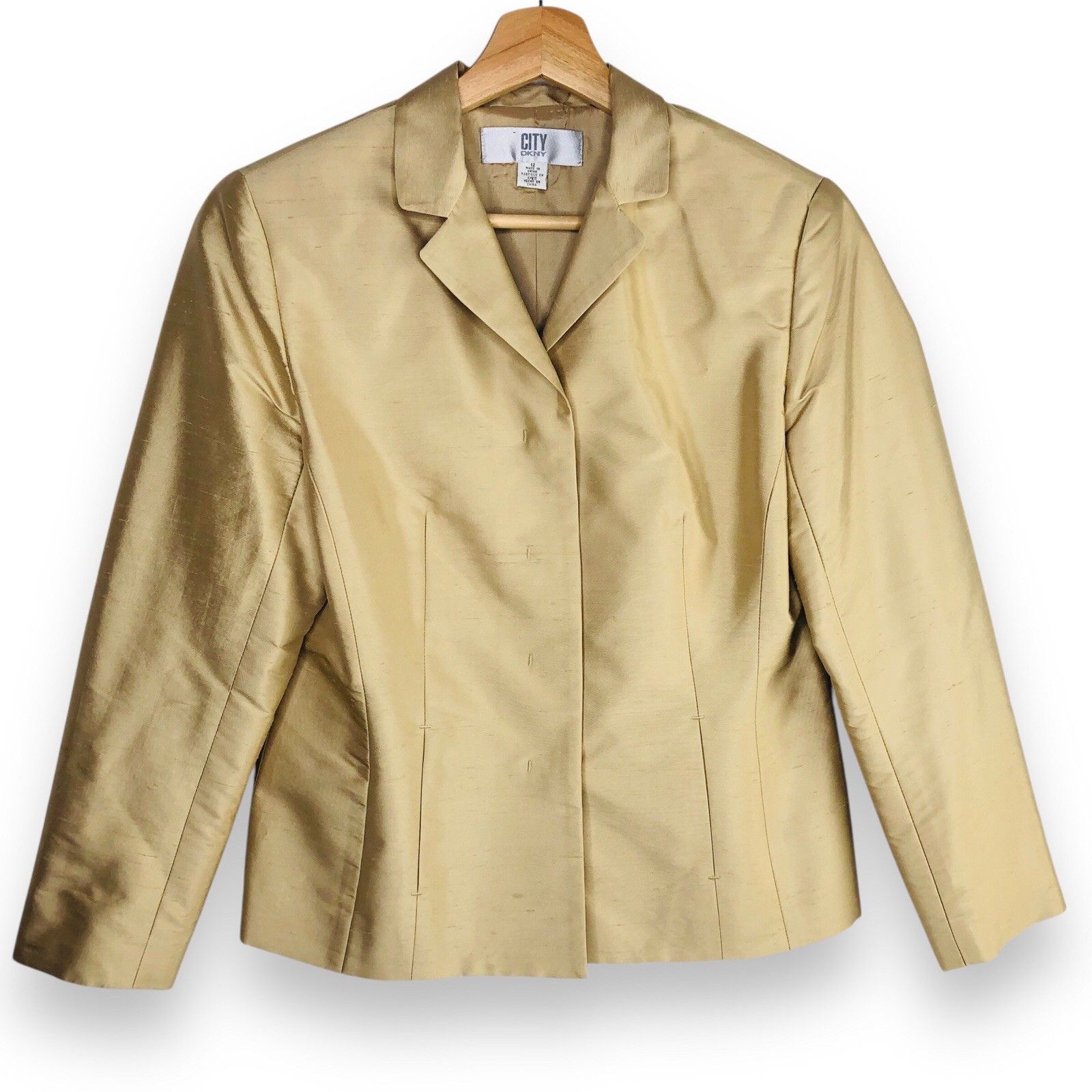 DKNY City DKNY Champagne Silk Jacket Size 12 Quiet Luxury Size XL / US 12-14 / IT 48-50 - 1 Thumbnail