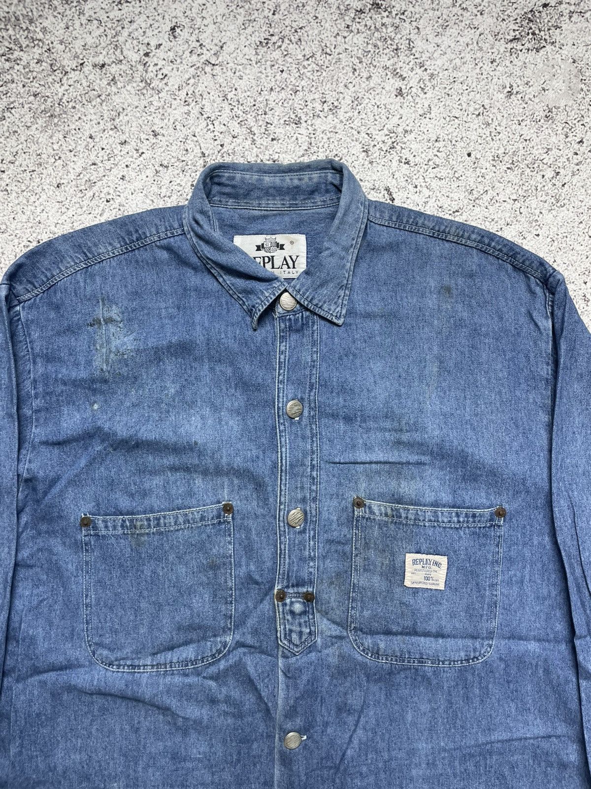 Replay Replay vintage Denim Shirt Made in Italy Chambray Naval Size US L / EU 52-54 / 3 - 2 Thumbnail