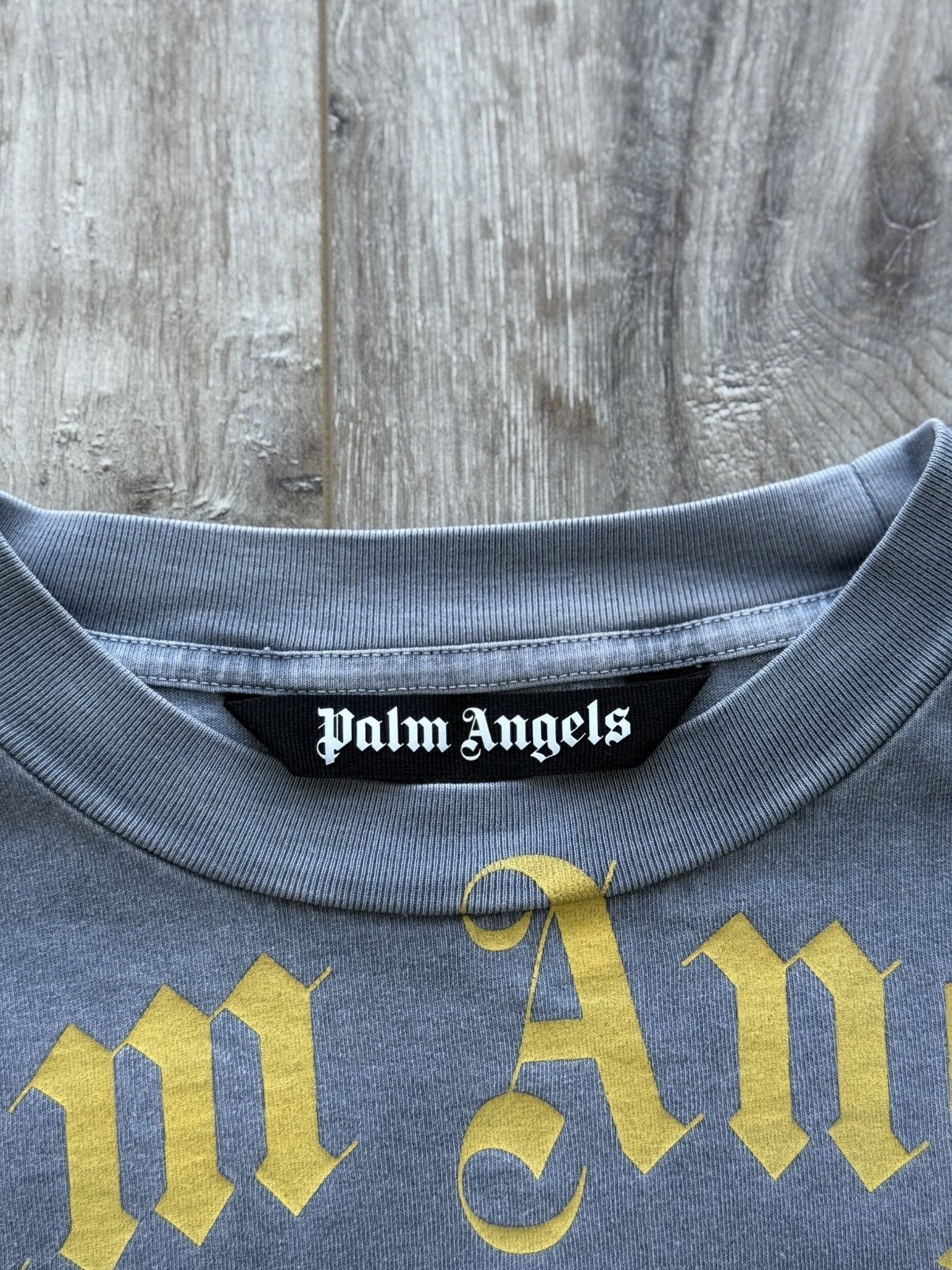 Palm Angels Palm Angels Medium Arched Logo Washed Vintage Grey Tee Size US M / EU 48-50 / 2 - 7 Thumbnail