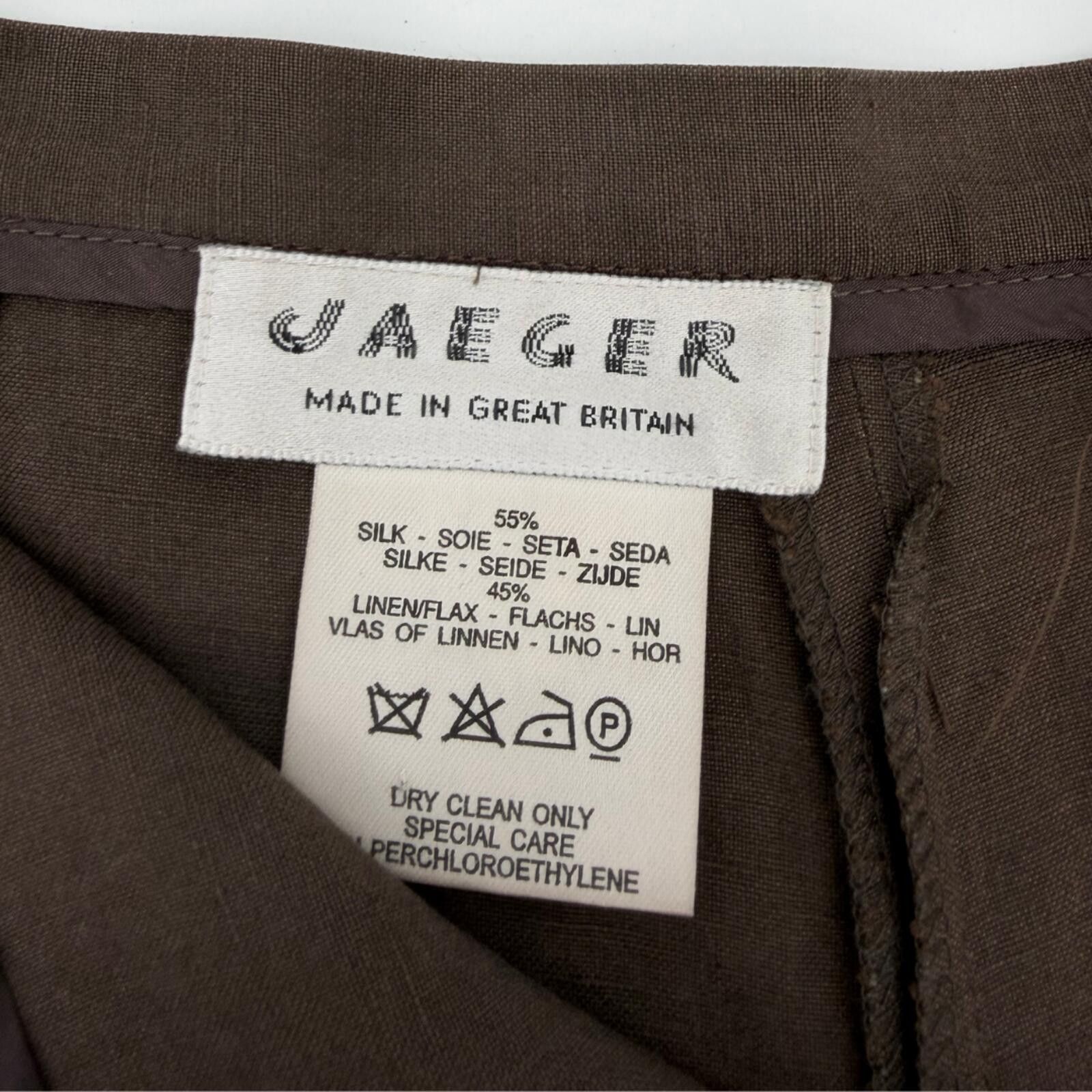 Jaeger Vintage Jaeger Silk Linen Trousers Brown Straight Leg 6 Size 28" / US 6 / IT 42 - 4 Thumbnail