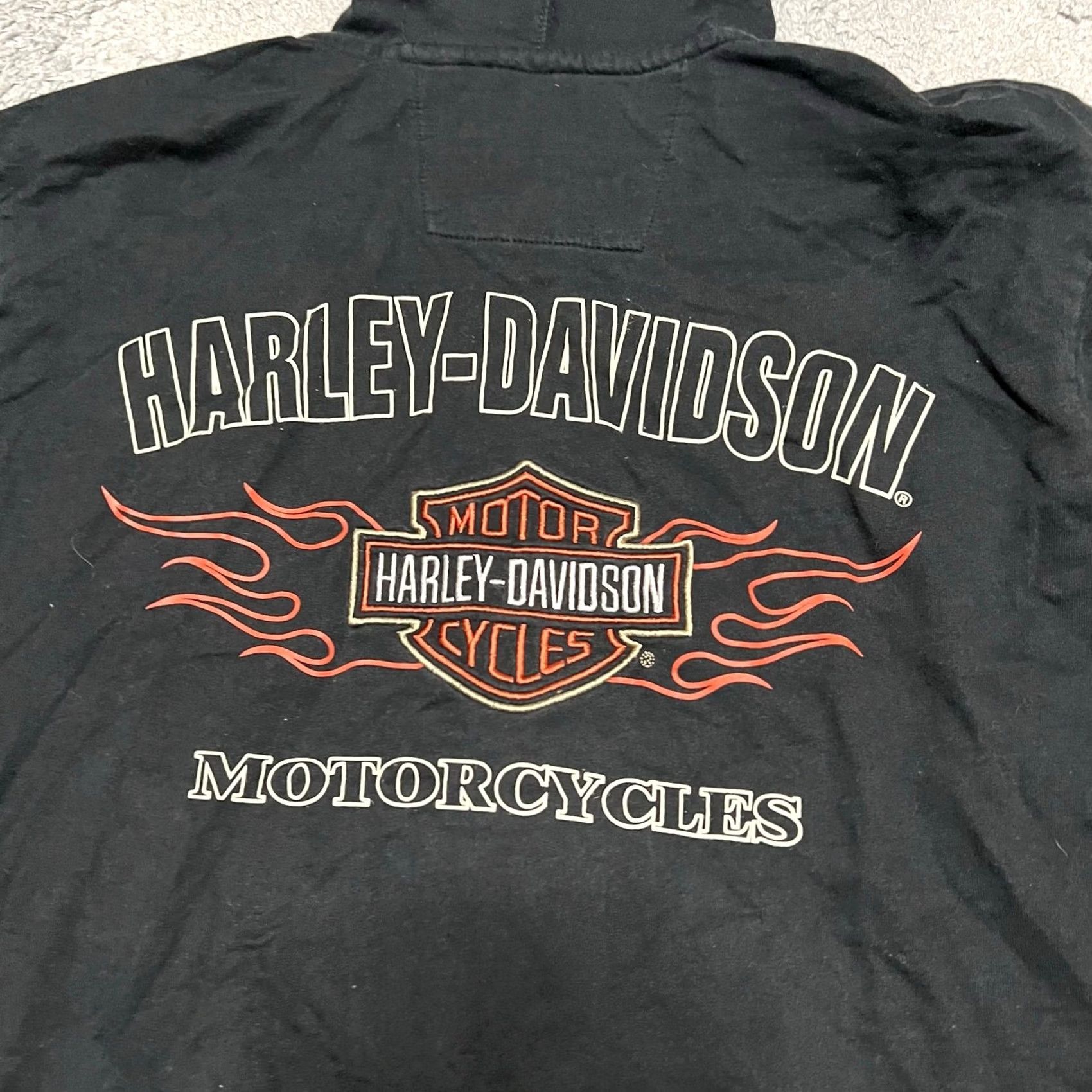 Harley Davidson VINTAGE Harley Davidson Flames Sleeve Full Zip Hoodie Sweatshirt Mens L Black Regular Size Size US L / EU 52-54 / 3 - 2 Thumbnail