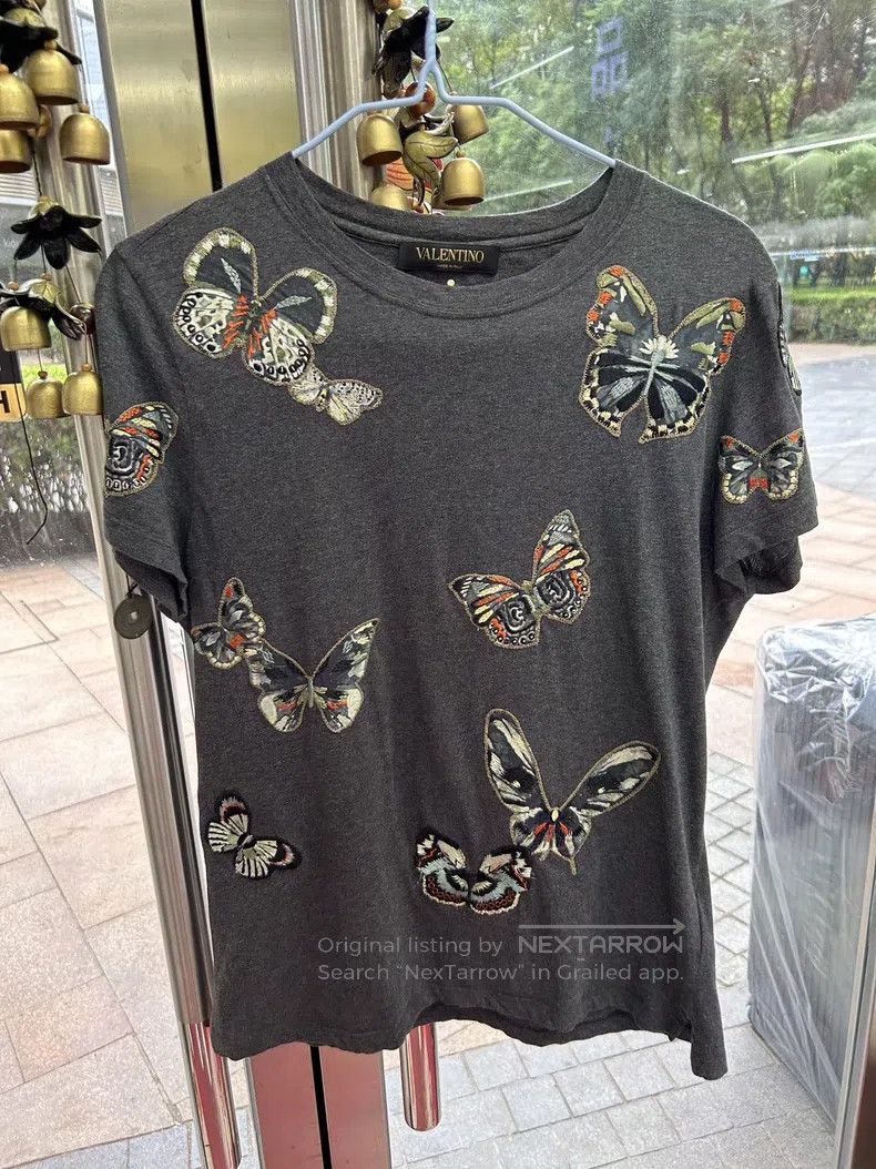 Valentino Valentino Grey embroidered T-shirt Size XS / US 0-2 / IT 36-38 - 2 Thumbnail