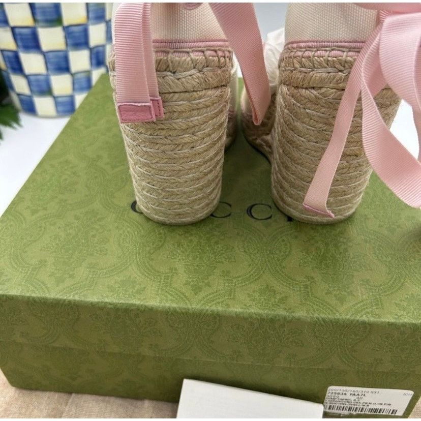 Gucci Women’s Gucci canvas GG wedge espadrilles size 40 Size US 10 / IT 40 - 8 Thumbnail