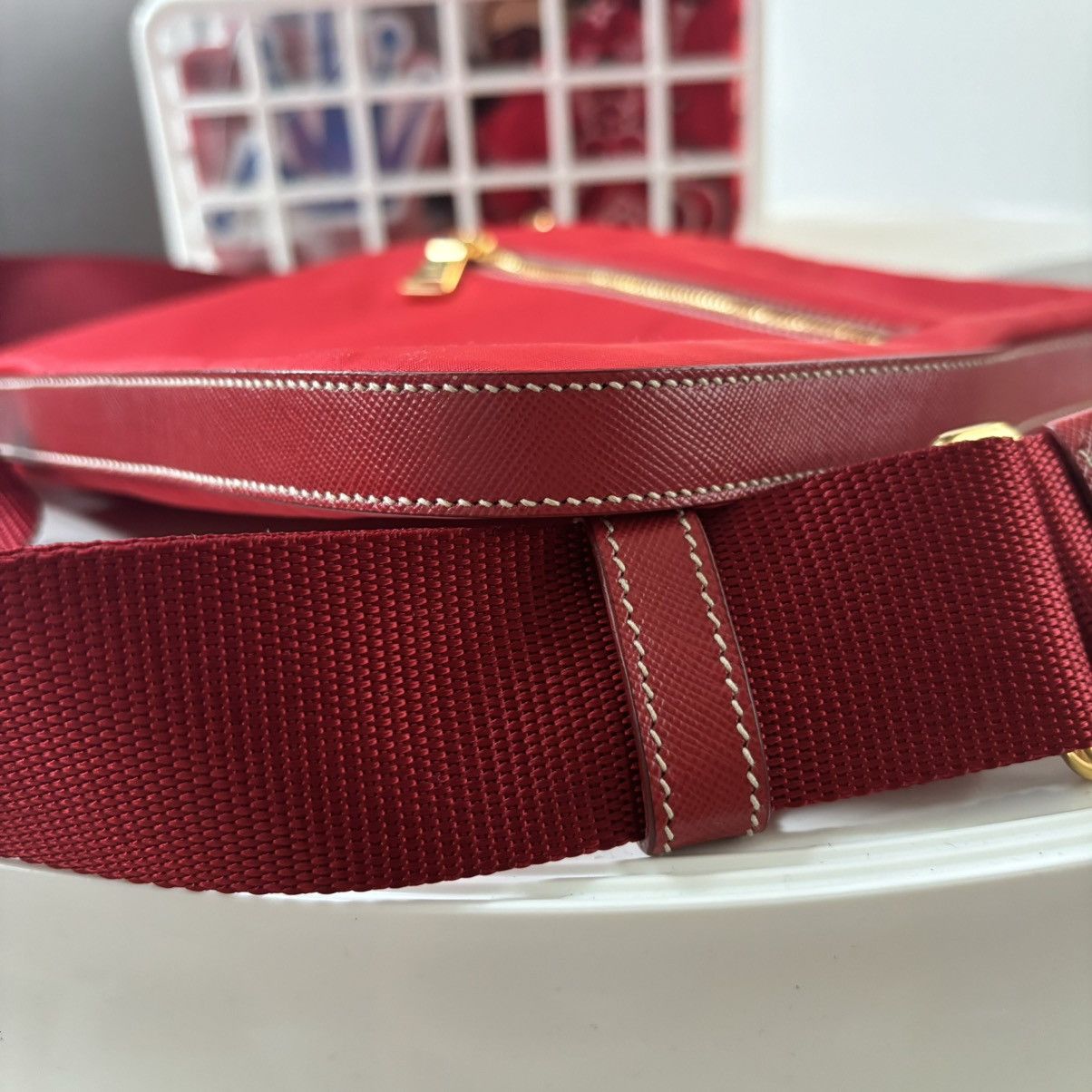 Prada Prada Red/Gold Nylon Crossbody Bag Size ONE SIZE - 8 Thumbnail