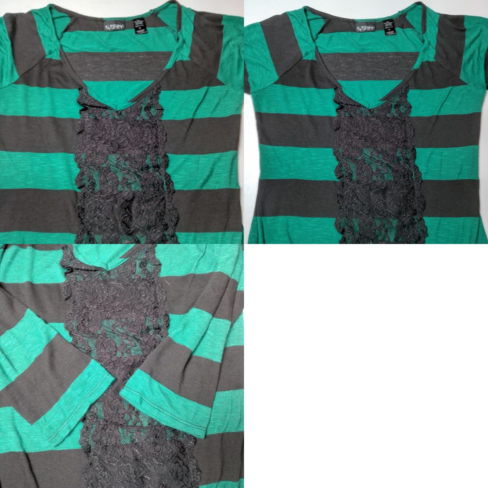 Vintage VINTAGE Daytrip Tunic Shirt Adults M Green Stripe V Neck Slim Lace Trim 3/4 Sleeve Burnout Y2K Women Mens Girls Size M / US 6-8 / IT 42-44 - 9 Thumbnail