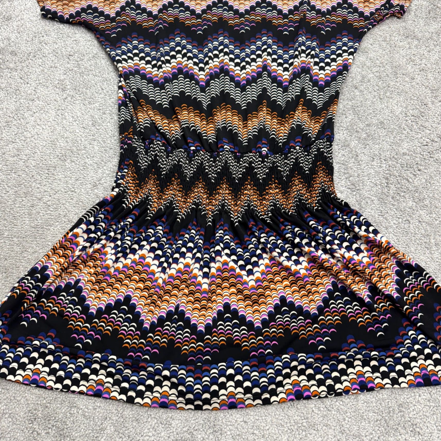 Vintage Veronica M Geometric Wave Print Smoked Mini Dress Womens M Dolman Streetwear? Size M / US 6-8 / IT 42-44 - 5 Thumbnail