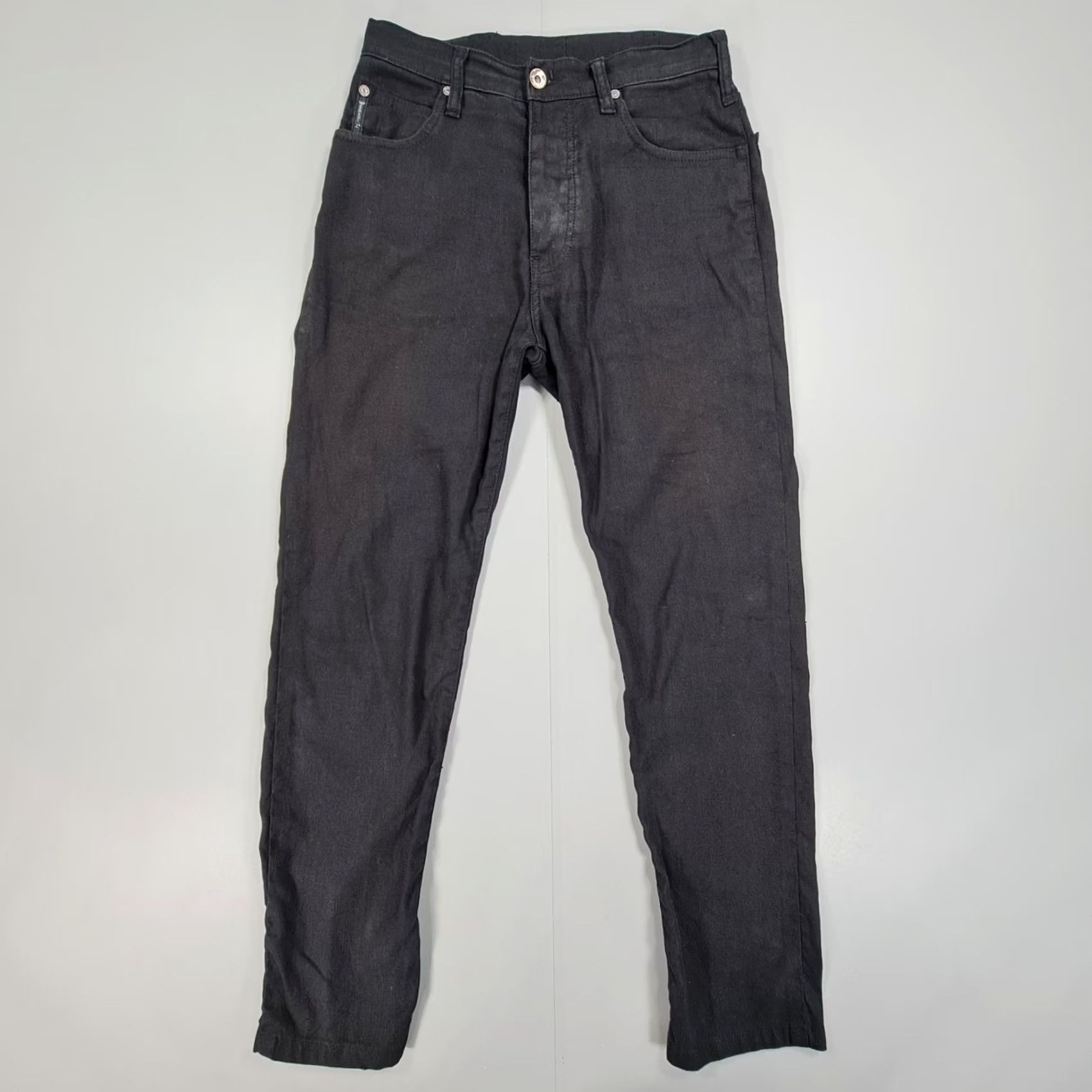 Vintage Armani Jeans Womens Trousers Black W31 L28 Linen Pants Comfort Fit Straight Leg Size 24" / US 00 / IT 34 - 2 Thumbnail