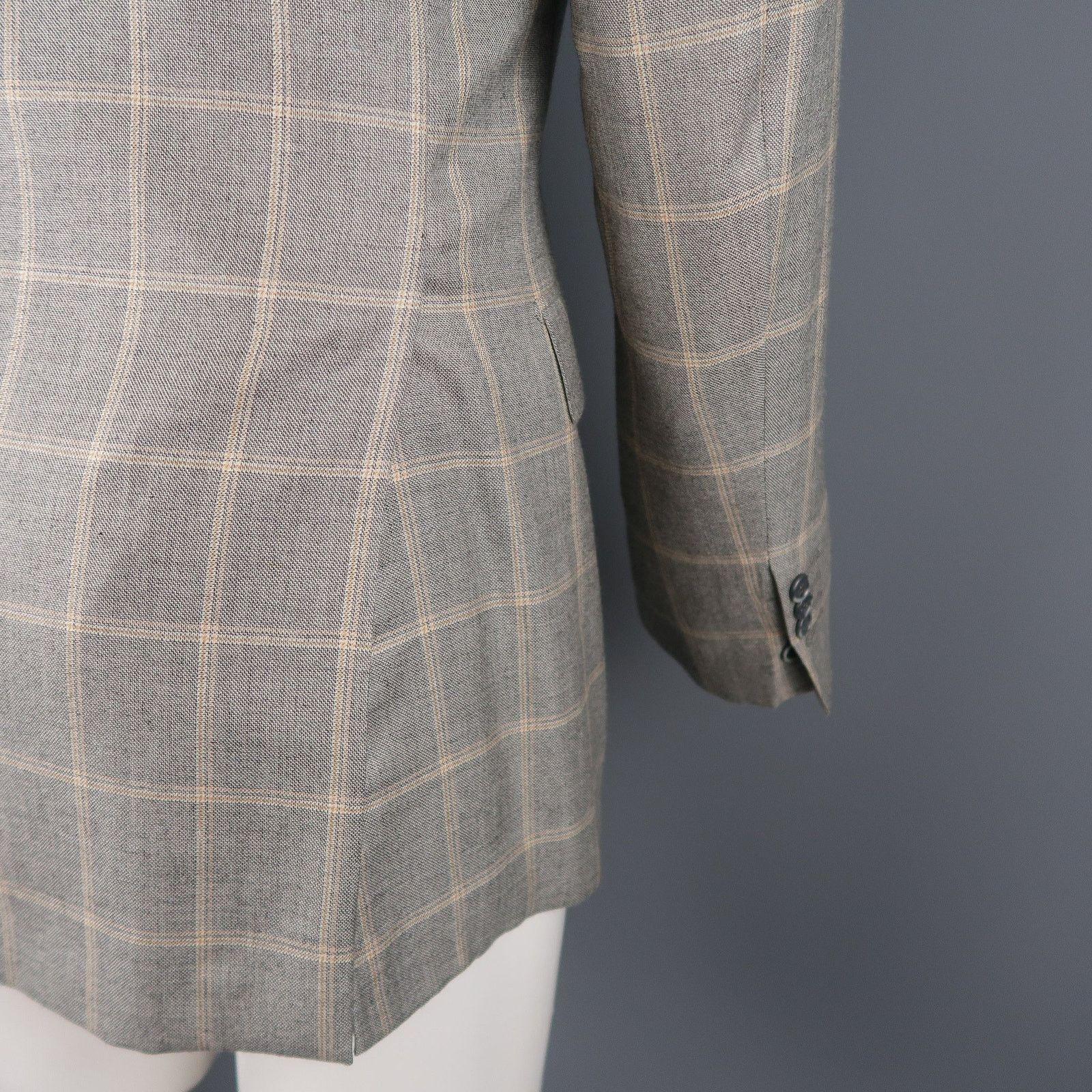 Brioni US 40/IT 50Gray Window Pane Wool & Silk Blazer / Sport Coat Size 40R - 6 Thumbnail