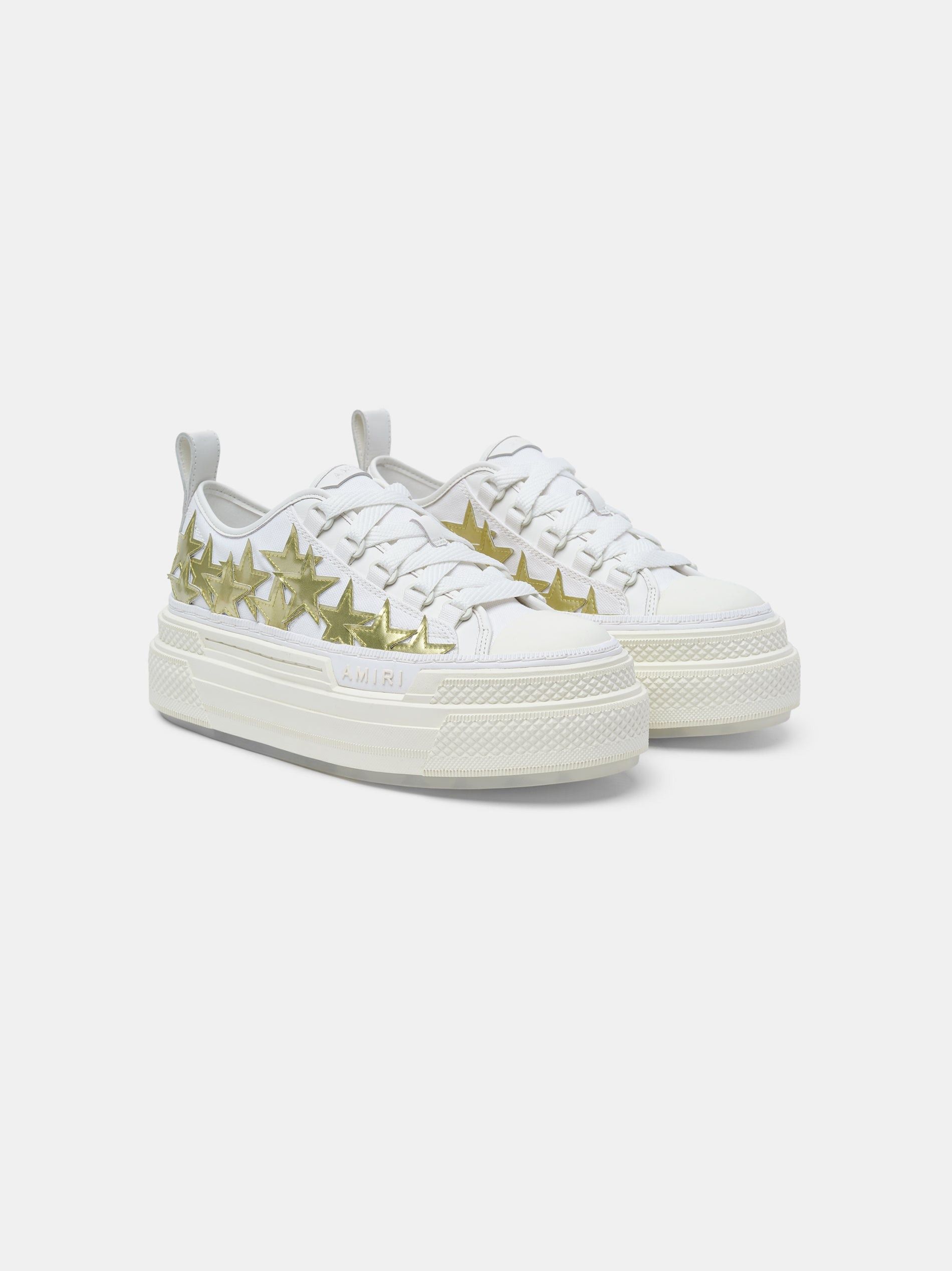 Amiri o1orln1025 Metallic Platform Stars Court Sneakers White/Gold Size US 8 / IT 38 - 2 Thumbnail