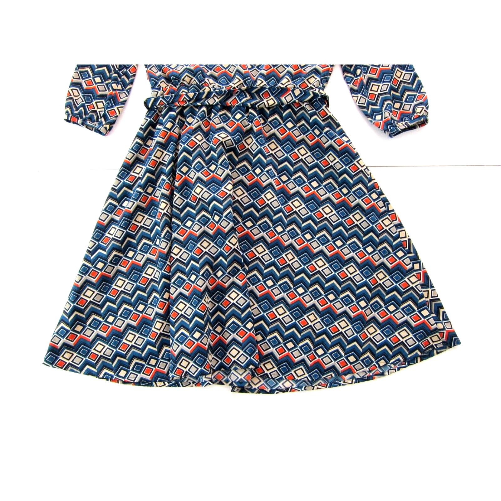 Banana Republic Banana Republic Blue Red Geometric Retro 3/4 Sleeve Sheath Dress 0P Size XS / US 0-2 / IT 36-38 - 7 Thumbnail