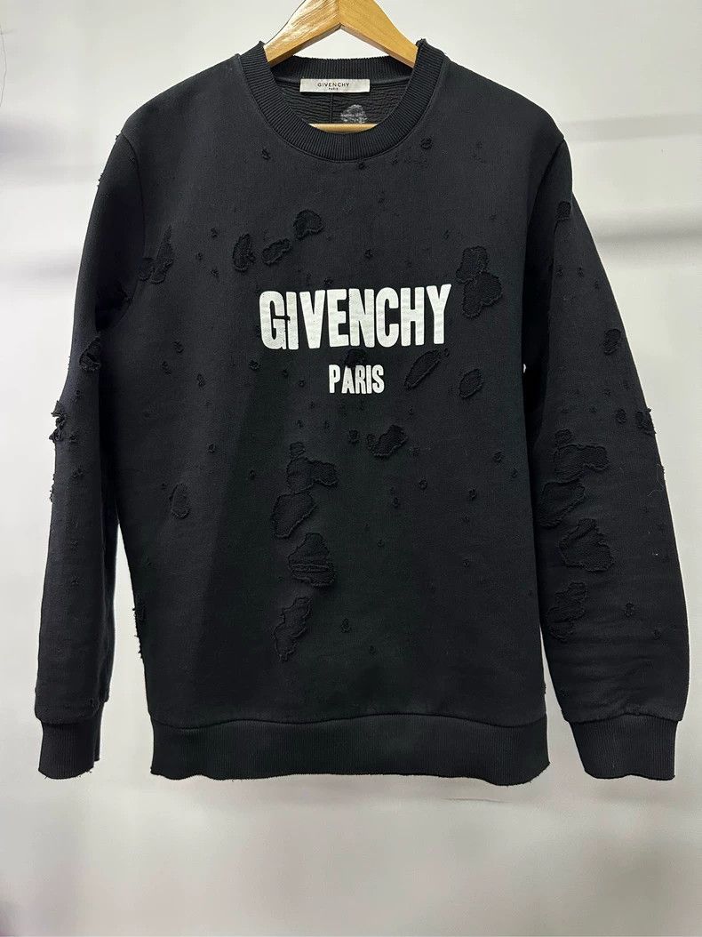 Givenchy Givenchy Classic Burnt-Out Destructive Logo Hoodie Size US M / EU 48-50 / 2 - 1 Thumbnail