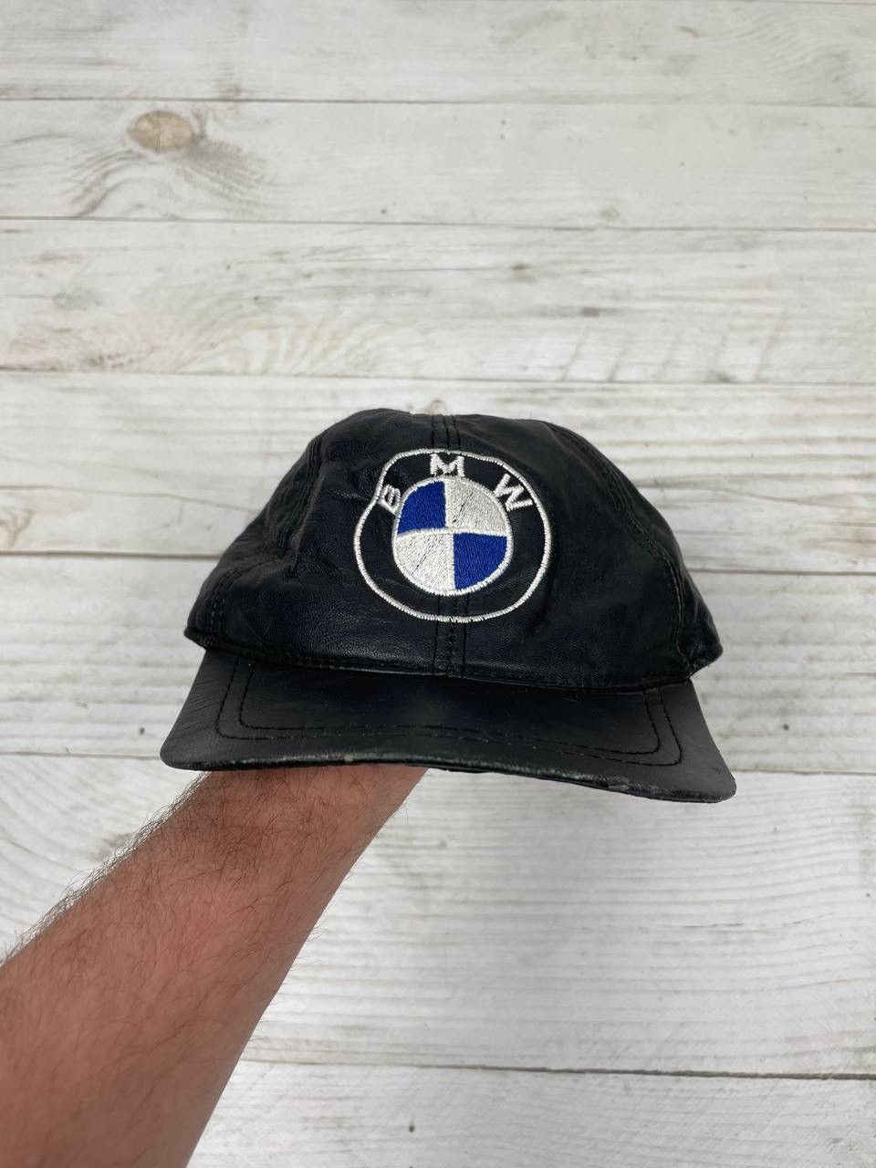 BMW Vintage BMW Leather Cap Hat Big logo 90s Racing Nascar Size ONE SIZE - 10 Thumbnail