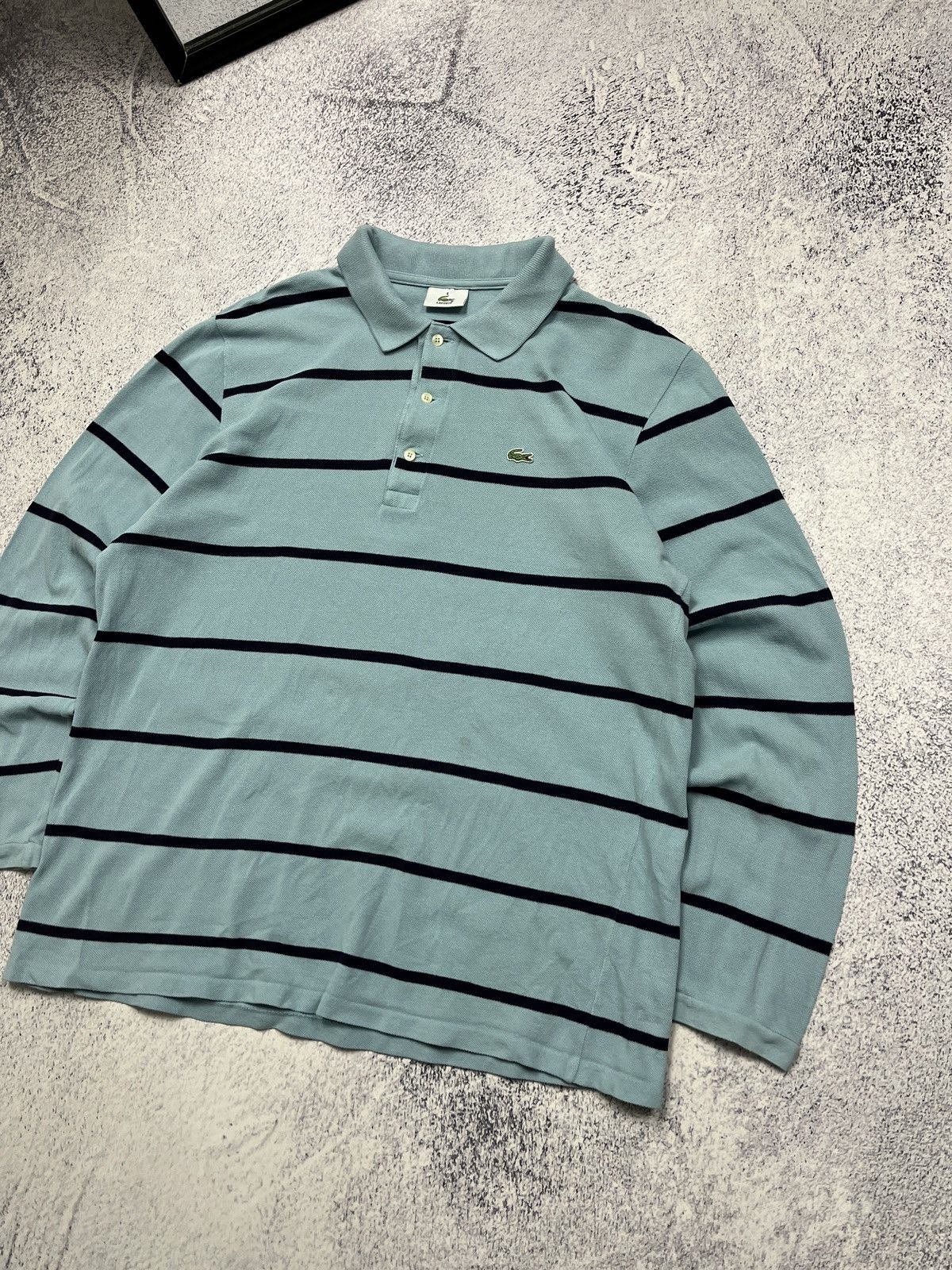 Lacoste × Vintage Vintage Lacoste Blue Rugby Long Sleeve Striped 90s Mini Logo Size US L / EU 52-54 / 3 - 3 Thumbnail