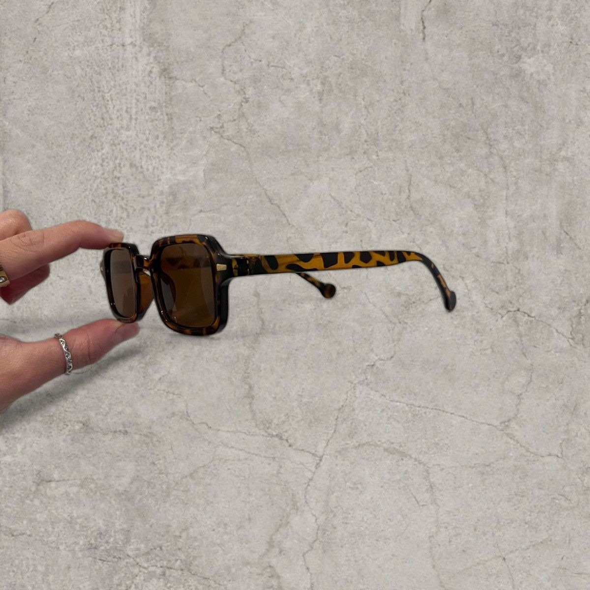 Japanese Brand UV400 square sunglasses in brown with brown lens. One size. Size ONE SIZE - 2 Thumbnail