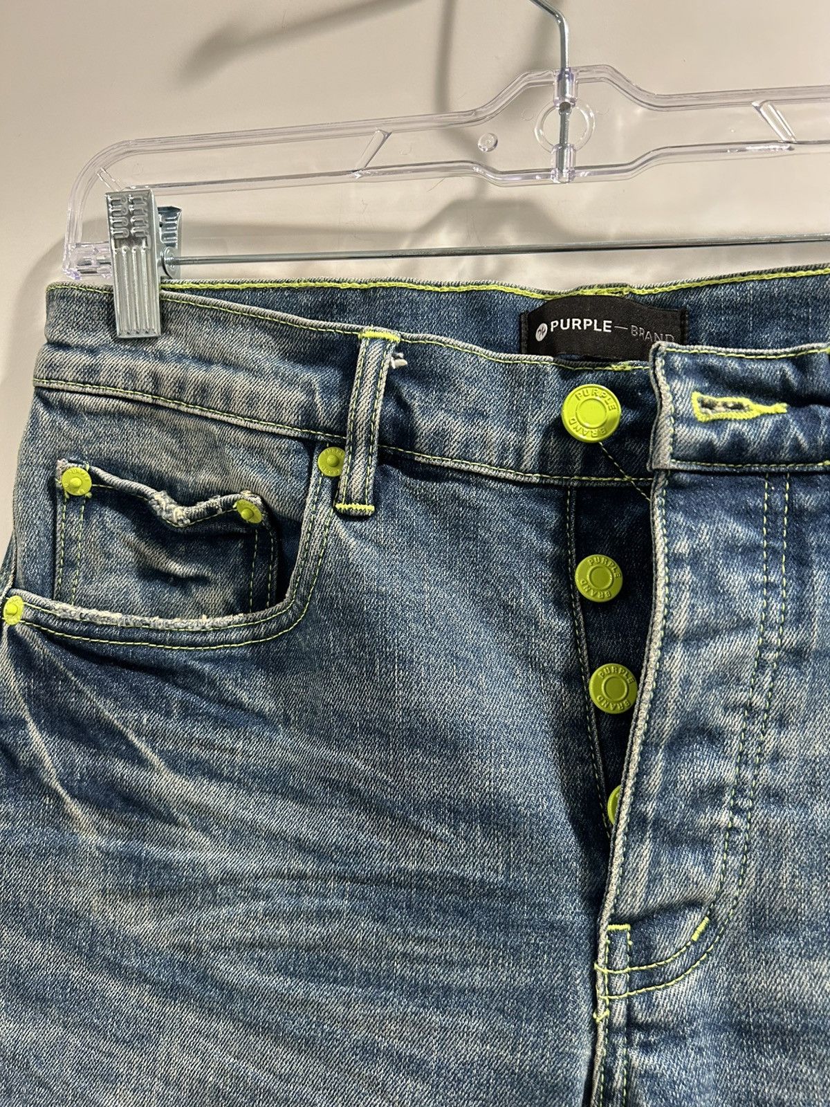 Purple Brand Purple Brand Distressed Blue Denim Jeans with Neon Rivets Size US 30 / EU 46 - 3 Thumbnail