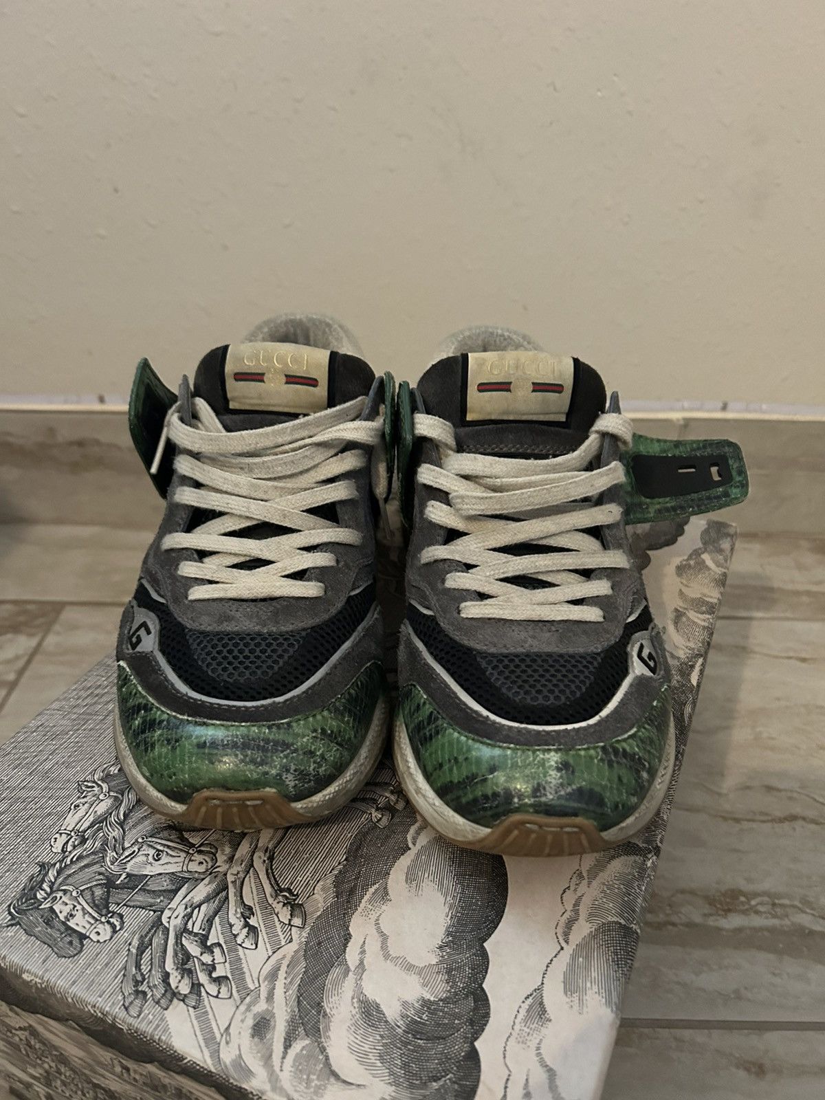 Gucci Gucci Ultrapace Green Tejus Printed Sneakers Size US 7 / EU 40 - 2 Thumbnail