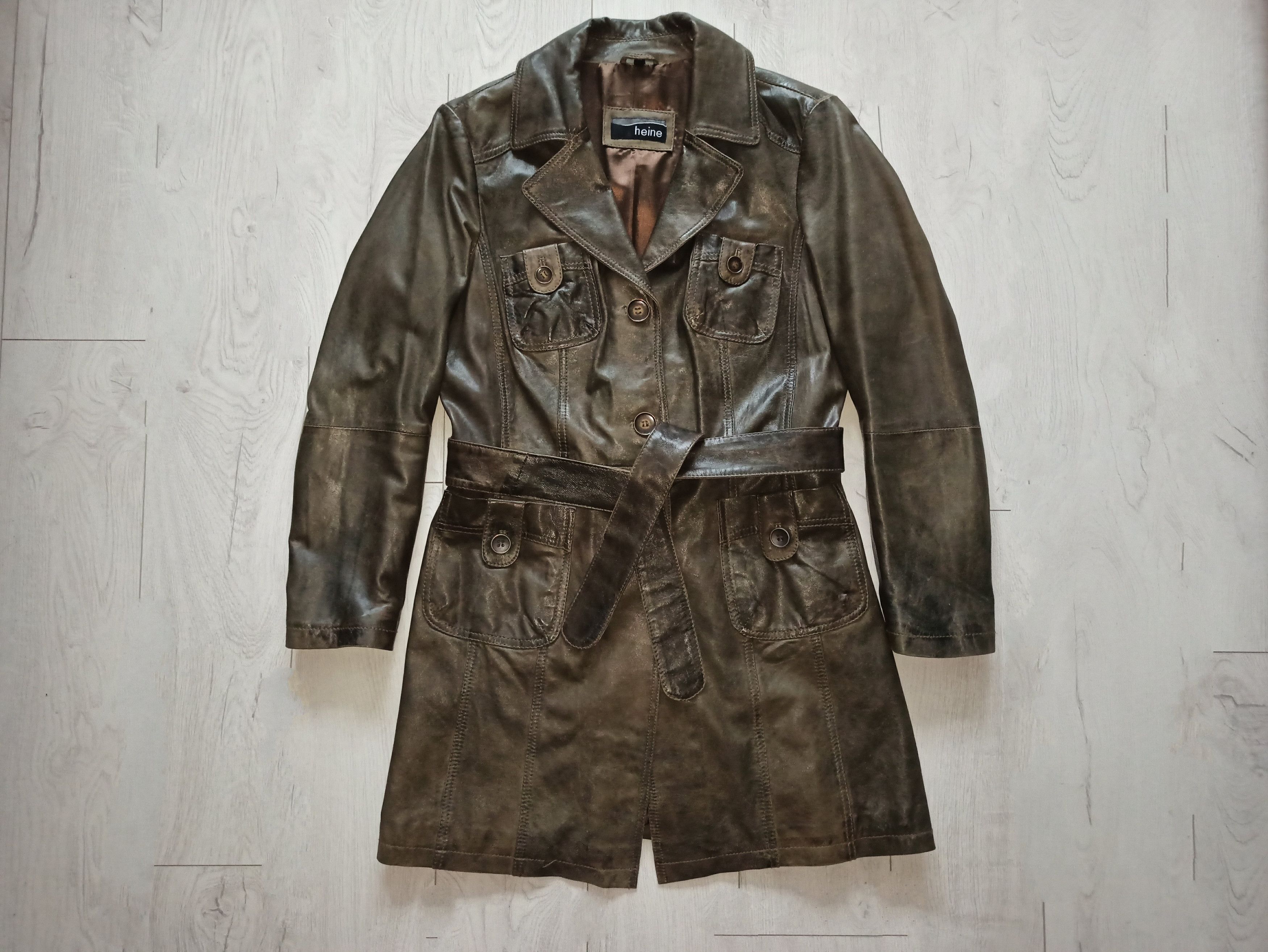 heine vintage leather trench coat