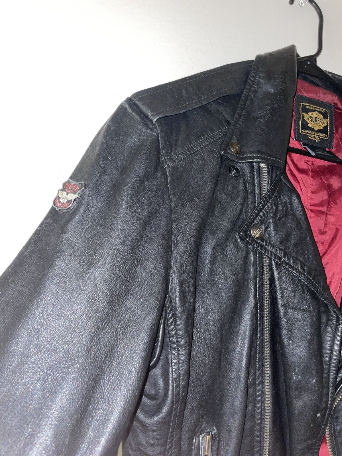 Superdry × Vintage Leather biker jacket Size US XL / EU 56 / 4 - 4 Thumbnail