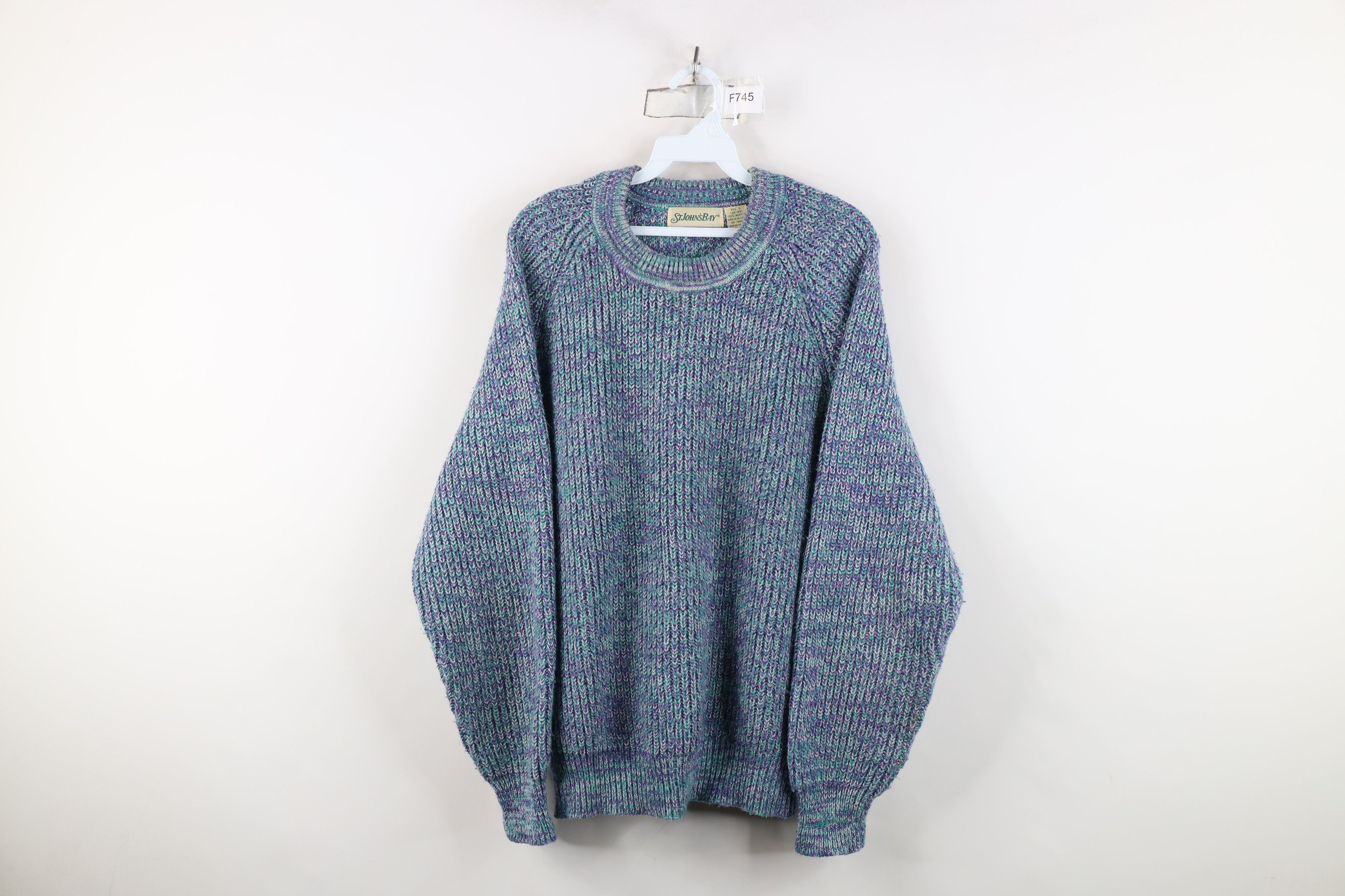 Vintage Vintage 90s Streetwear Ribbed Knit Crewneck Sweater Acrylic Size US L / EU 52-54 / 3 - 1 Thumbnail