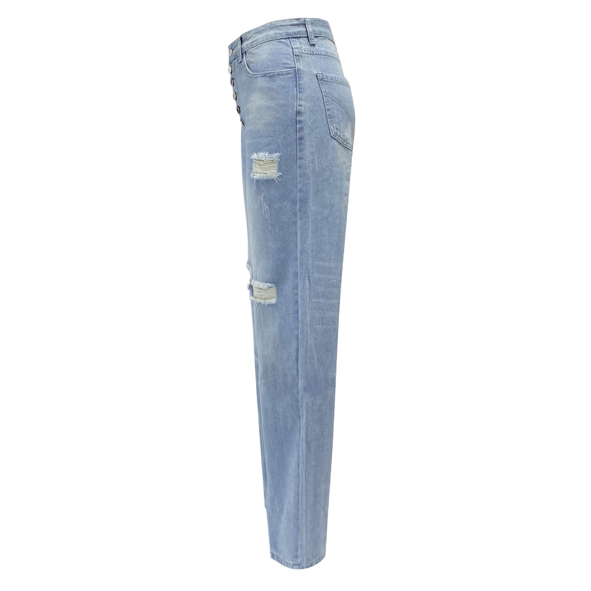 Other Blue ripped jeans loose washed straight casual trousers Size 26" / US 2 / IT 38 - 2 Thumbnail