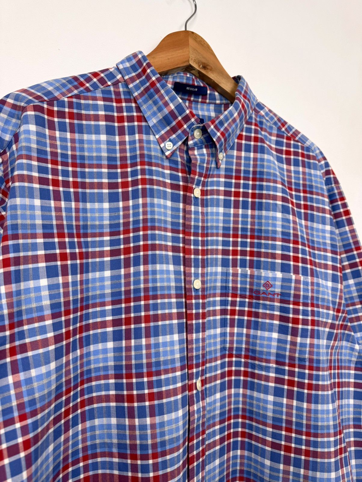 Gant Gant Men Classic Plaid Cotton Button Up Shirt Blue Size XL Size US XL / EU 56 / 4 - 2 Thumbnail