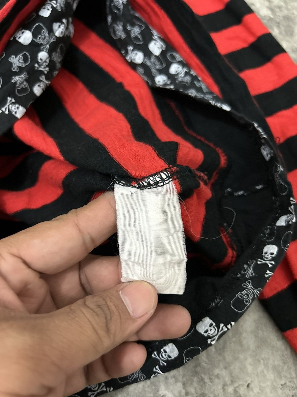 14th Addiction × Hysteric Glamour × If Six Was Nine Sucure Pomme Skull Red Stripe Black Long Shirt Size US XS / EU 42 / 0 - 9 Thumbnail