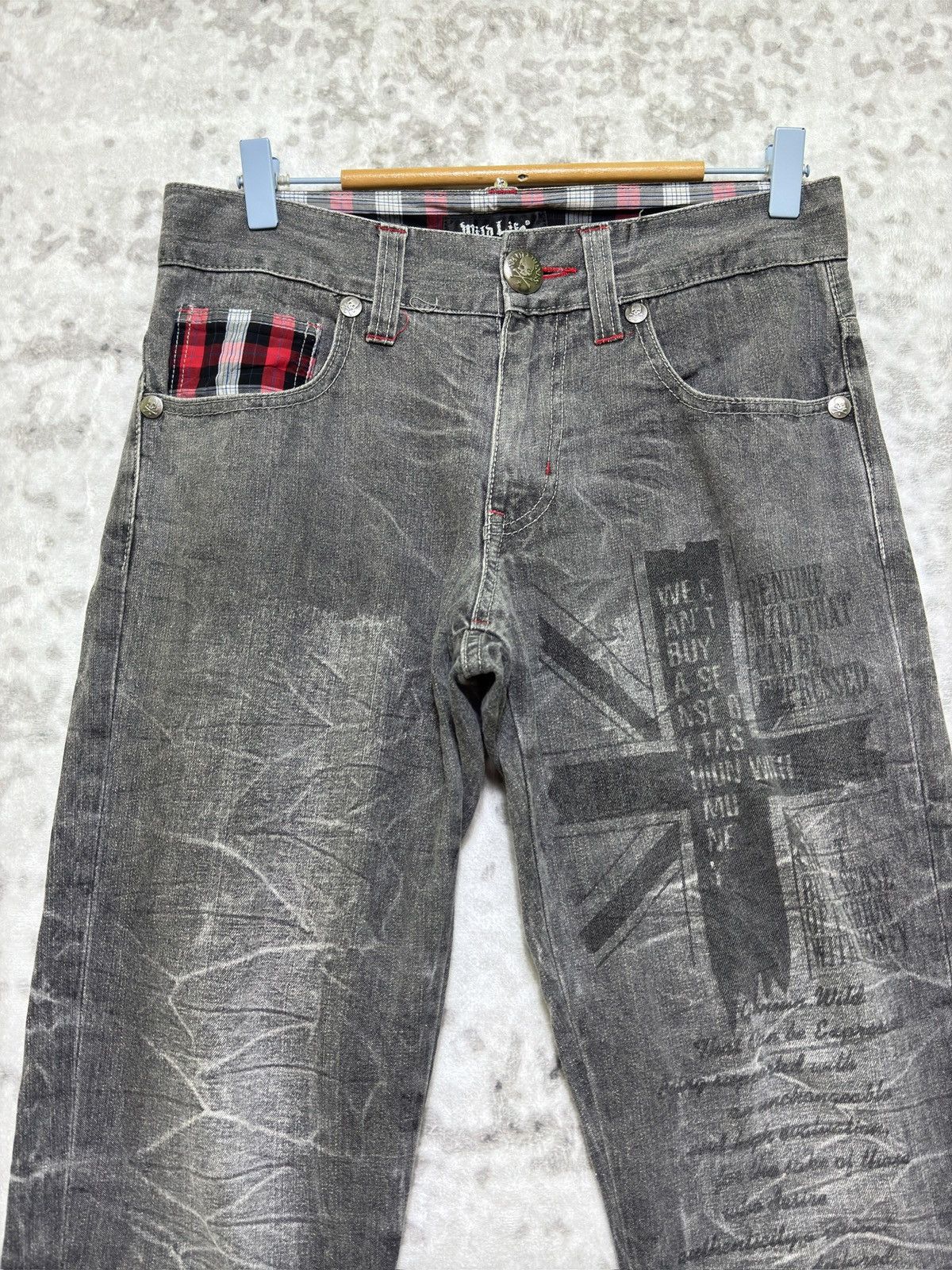 Vintage Y2K Wild Life Poem Print Whiskered Cropped Denim Jeans Size US 29 - 3 Thumbnail