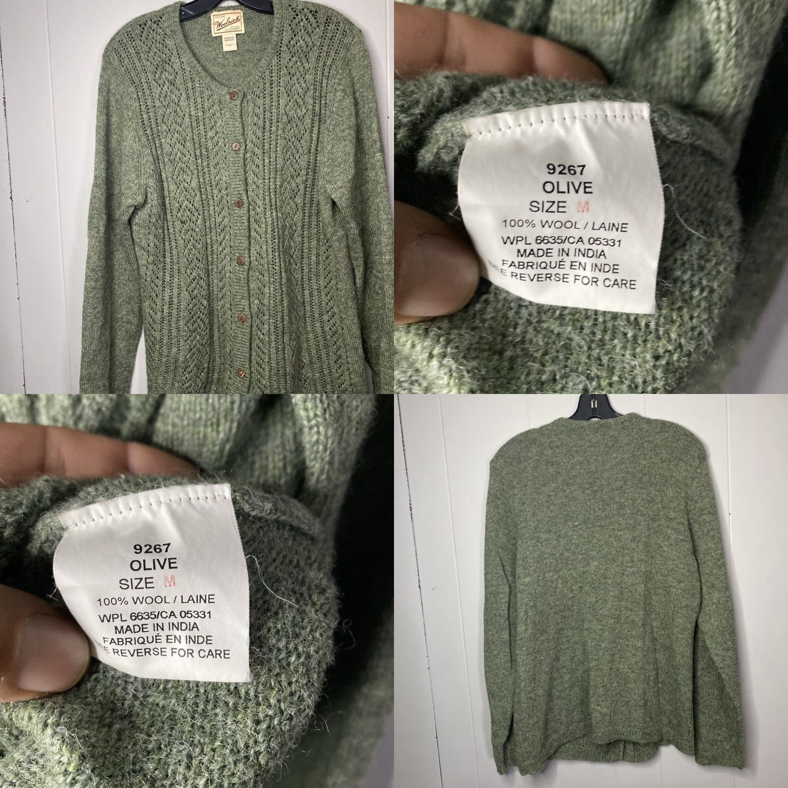 Vintage VINTAGE Woolrich Cardigan 100% Wool Womens M Green Wool Cardigan 80s Buttons Insulated Crew Neck Raglan Sleeve Size M / US 6-8 / IT 42-44 - 8 Thumbnail