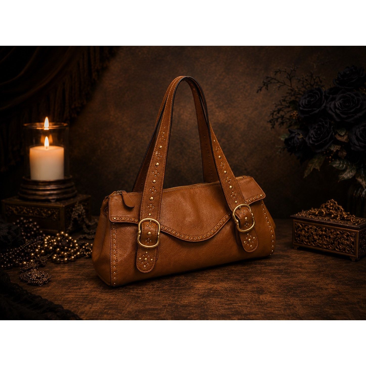 Coach Michael Kors Studded Leather Shoulder Bag Size ONE SIZE - 1 Thumbnail