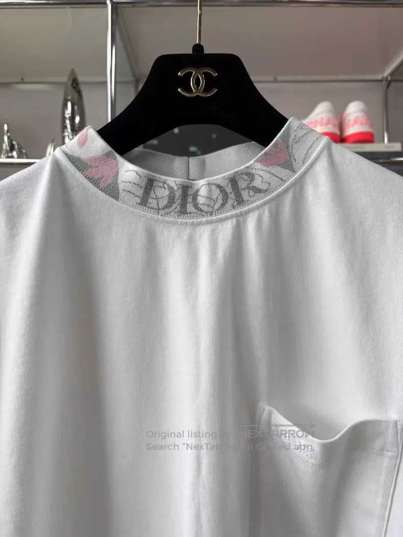 Dior Dior White logo embroidered floral print round-neck T-shir Size US M / EU 48-50 / 2 - 2 Thumbnail
