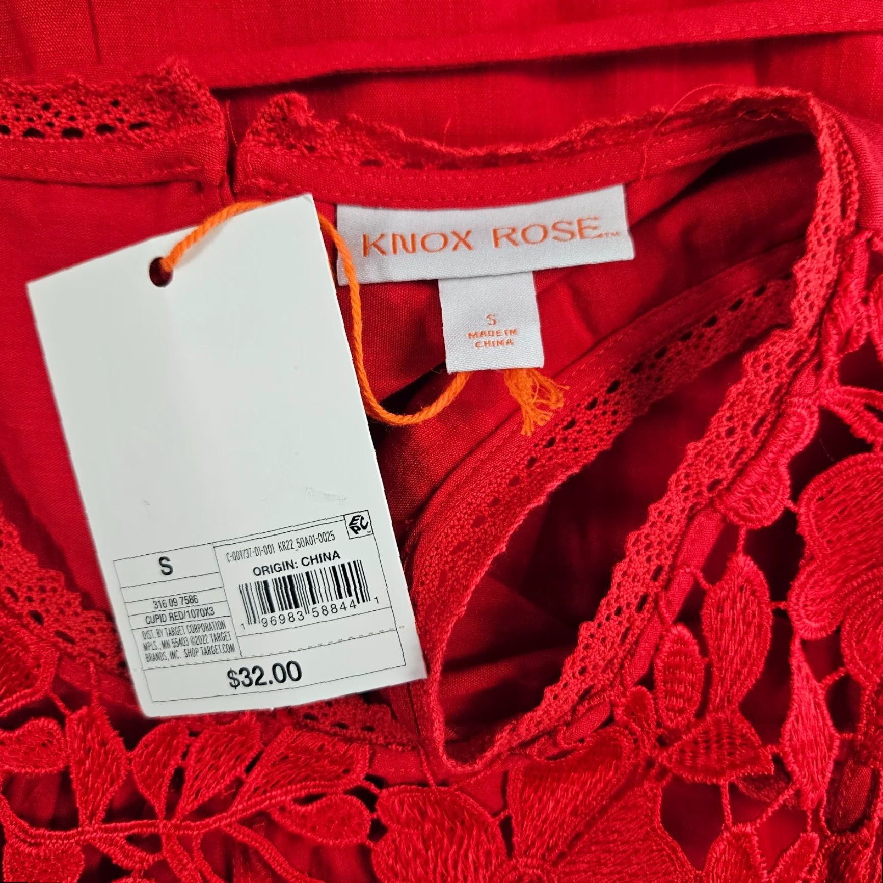 Vintage Knox Rose Dress Womens Sz Small Red Sleeveless Crochet Pockets Cotton Blend Size S / US 4 / IT 40 - 6 Thumbnail