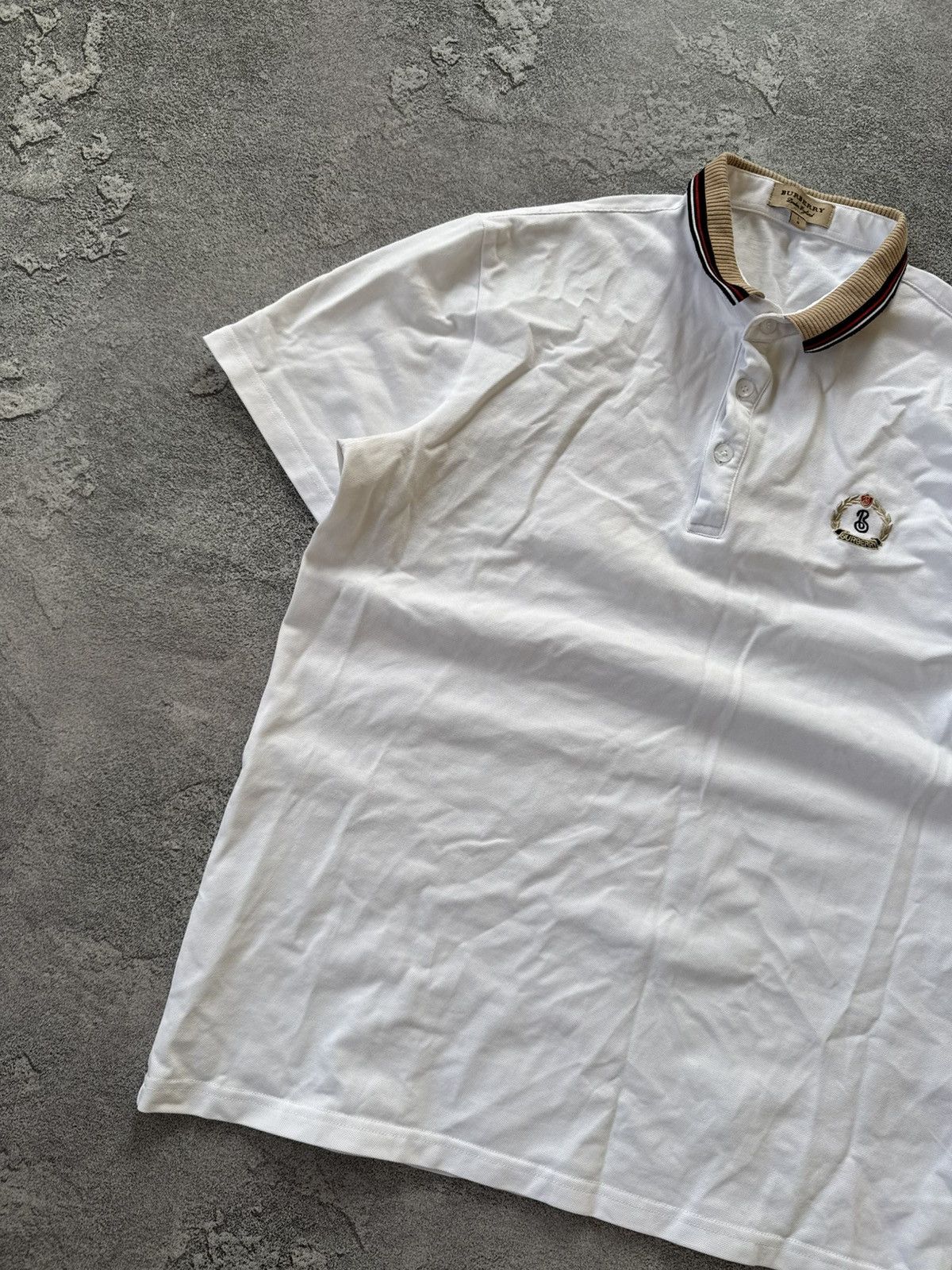 Burberry × Designer Burberry L white polo tee T-shirt old money Size US L / EU 52-54 / 3 - 5 Thumbnail