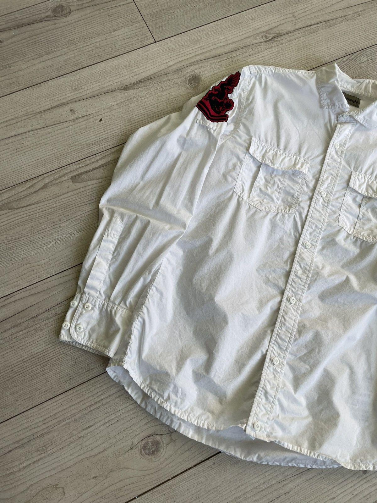 Maharishi Maharishi White Military Shirt w/ Red Dragon Patches Size US M / EU 48-50 / 2 - 4 Thumbnail
