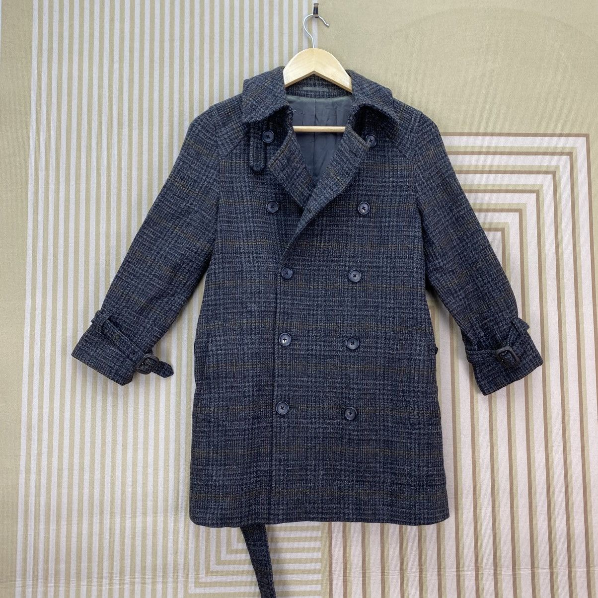 Harris Tweed 🫶 Margaret Howell Glen Plaid check wool double breast Belted Size S / US 4 / IT 40 - 1 Thumbnail