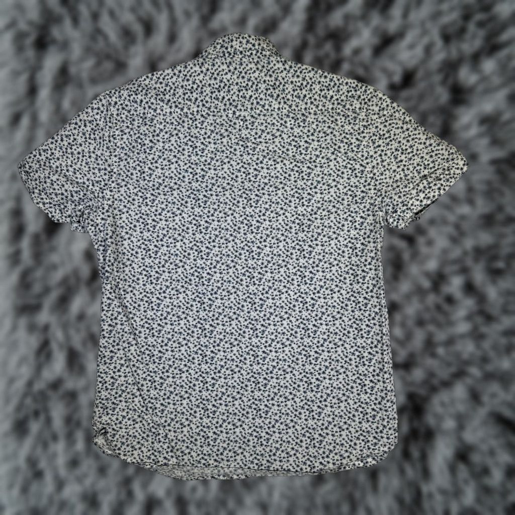 Denime Denim & Flower Shirt Mens Medium Blue White Floral Button-Down Short Sleeve Cotton Size US M / EU 48-50 / 2 - 1 Thumbnail