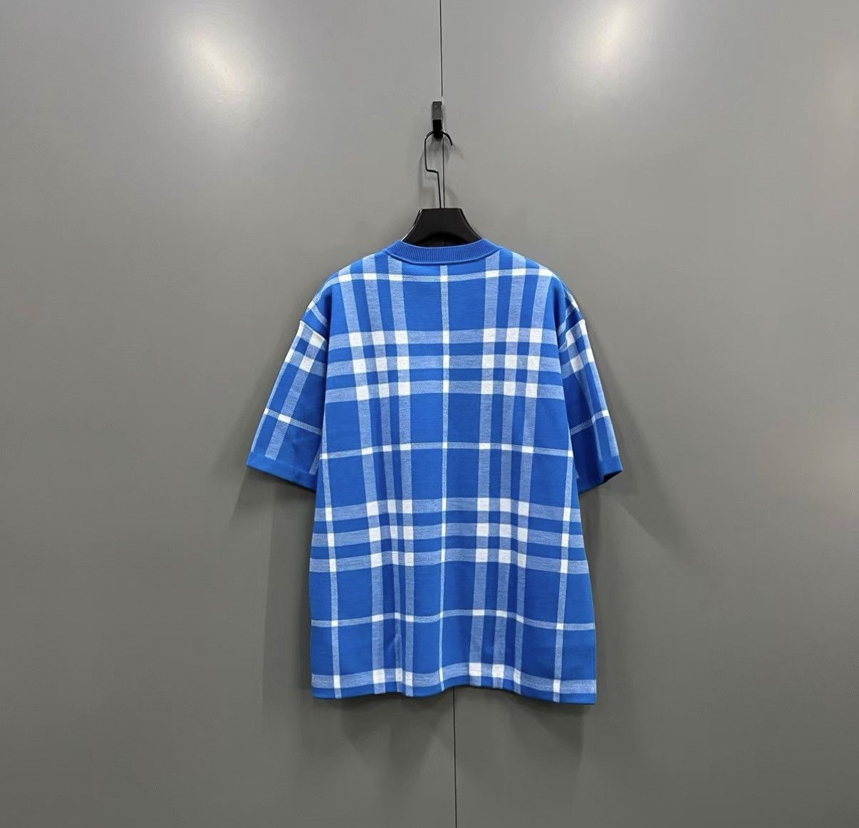 Burberry Burberry Blue Check Knit Short-Sleeve Top J41 Size US L / EU 52-54 / 3 - 2 Thumbnail