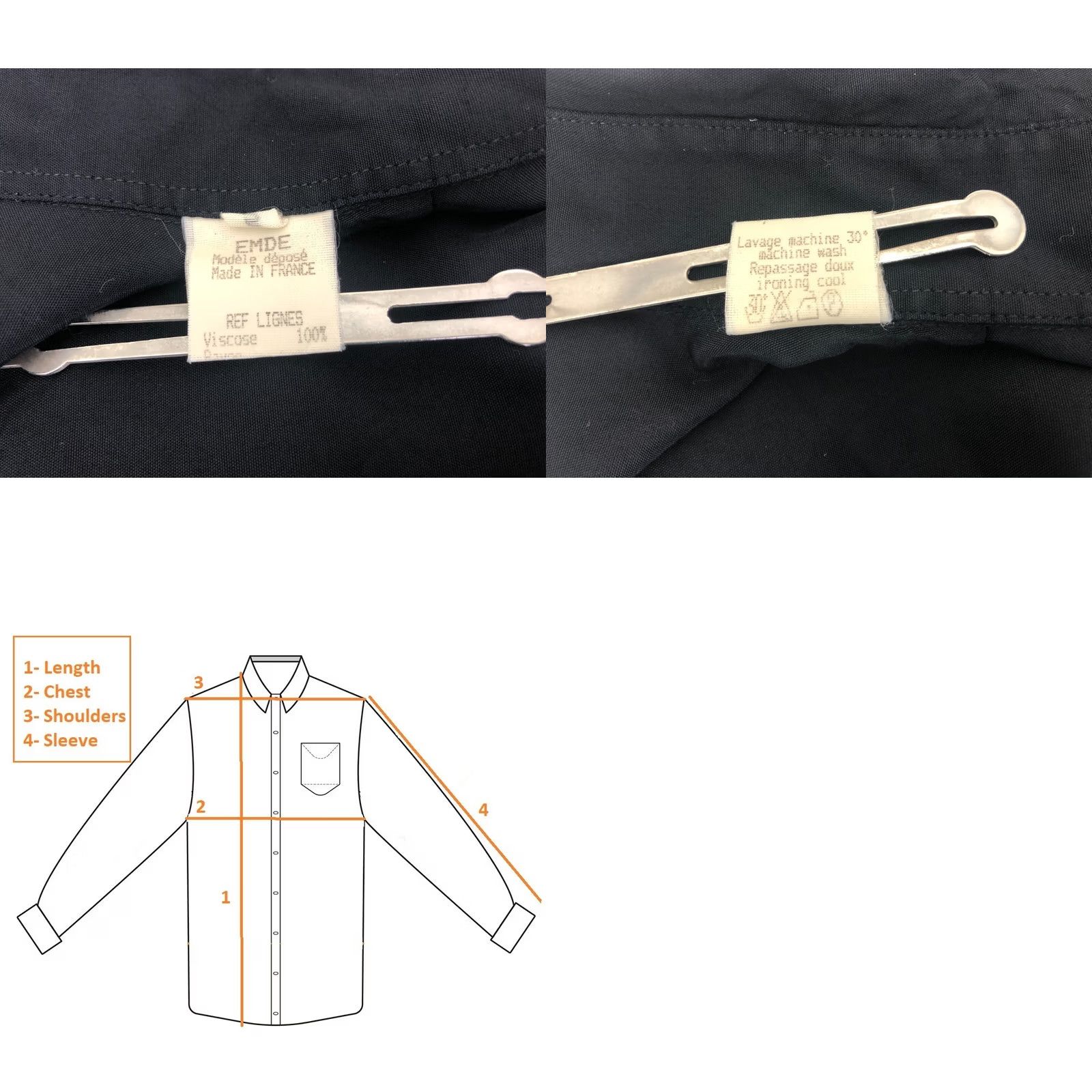 Vintage Maurice Emde Shirt Button-Up Men 5 Black Striped Viscose Regular Long Sleeve Collared Fall Spring Summer Weekender-Style Women? Size US S / EU 44-46 / 1 - 9 Thumbnail