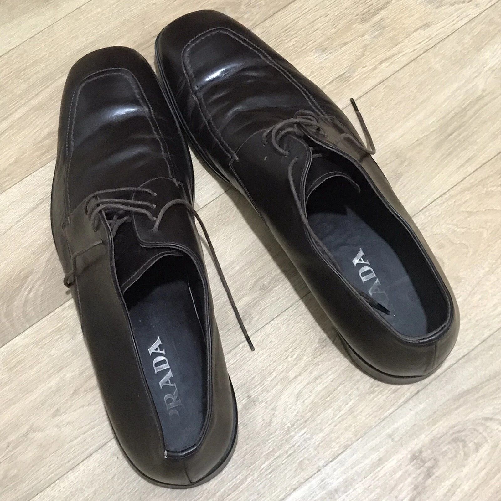 Prada Prada Dress Shoes Men's Leather Lace Up Oxford BROWN Size US 11 / EU 44 - 1 Thumbnail