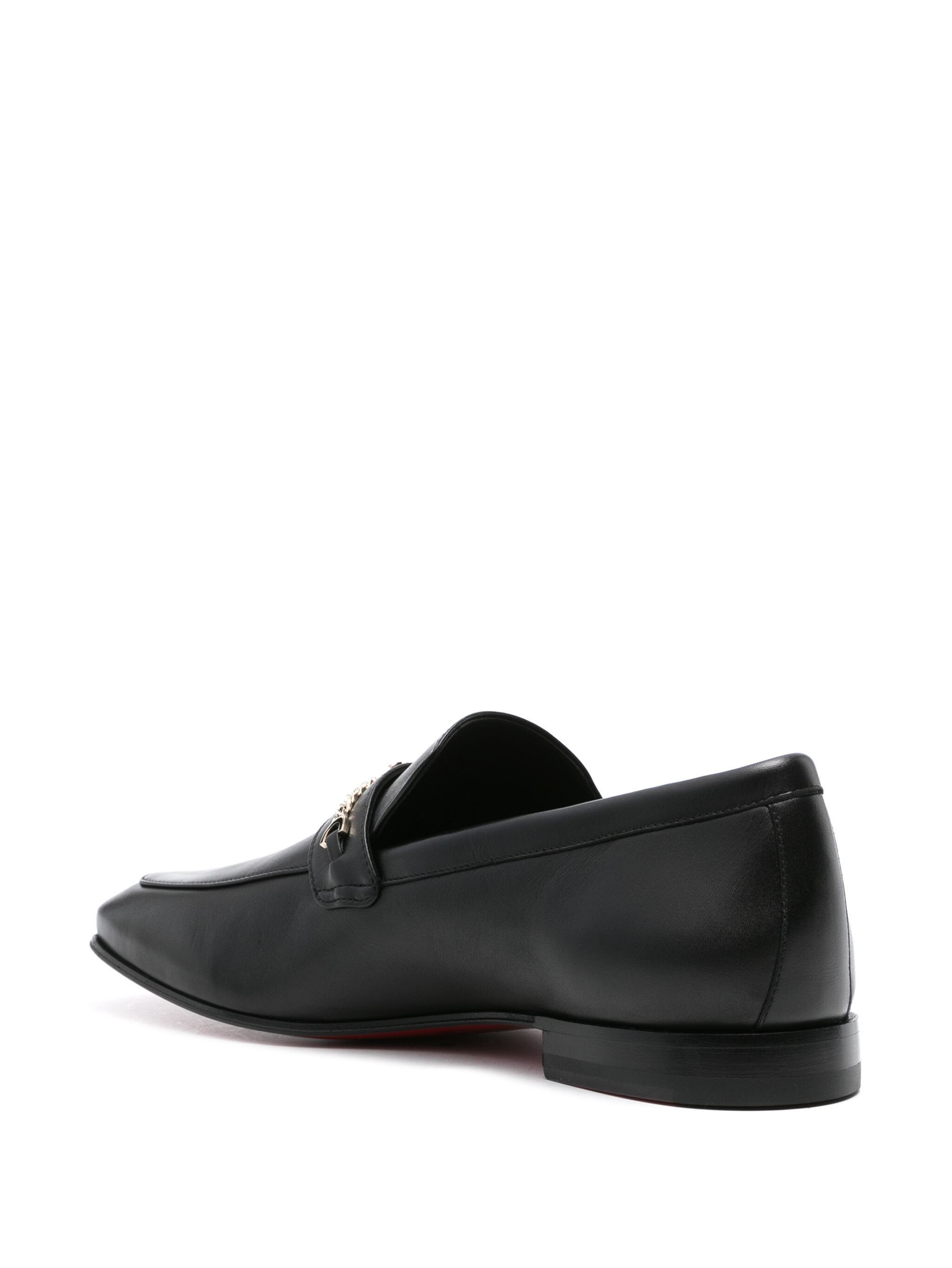 Christian Louboutin os11x0125 MJ Moc Chain-Link Leather Loafers in Black Size US 8 / EU 41 - 3 Thumbnail