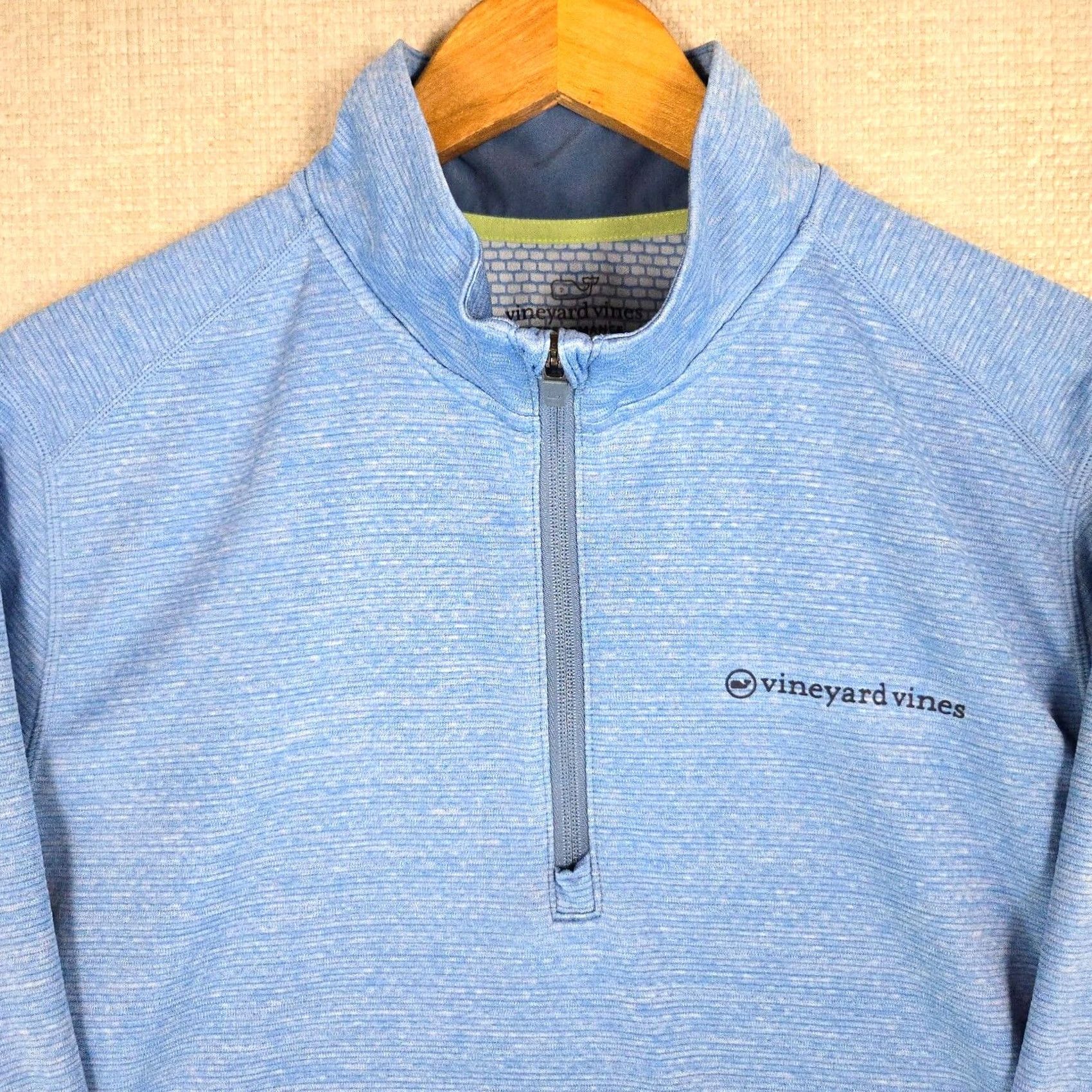 Vineyard Vines Vineyard Vines Mens 1/4 Zip Performance Pullover Microfleece Backed Blue Shirt Size US XL / EU 56 / 4 - 4 Thumbnail