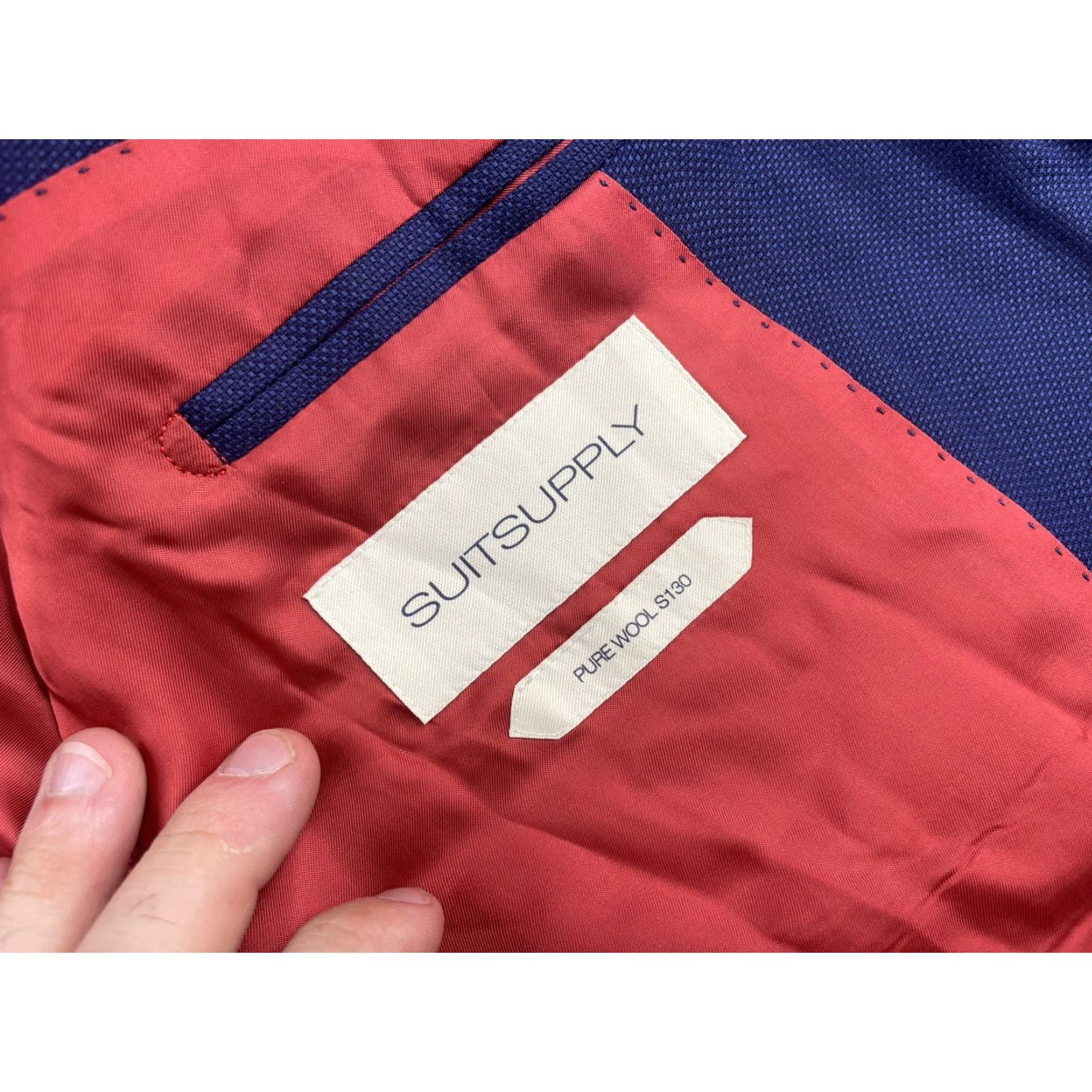 Suitsupply Suitsupply Men Blue Wool Sienna Jacket Blazer Carlo Barbera S130 Single-Breasted 2-Button Notch Lapel Regular 46 EU/US 16/41/2? Wait no. Size 46R - 3 Thumbnail