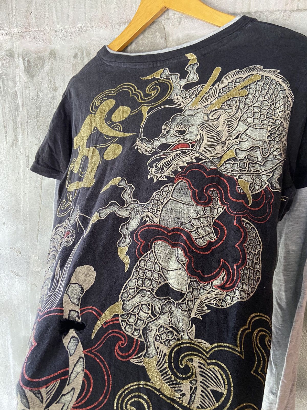 Japanese Brand SPACE OPERA DRAGON DOUBLE LAYER DISTRESSED LONG SLEEVE Size US M / EU 48-50 / 2 - 16 Thumbnail