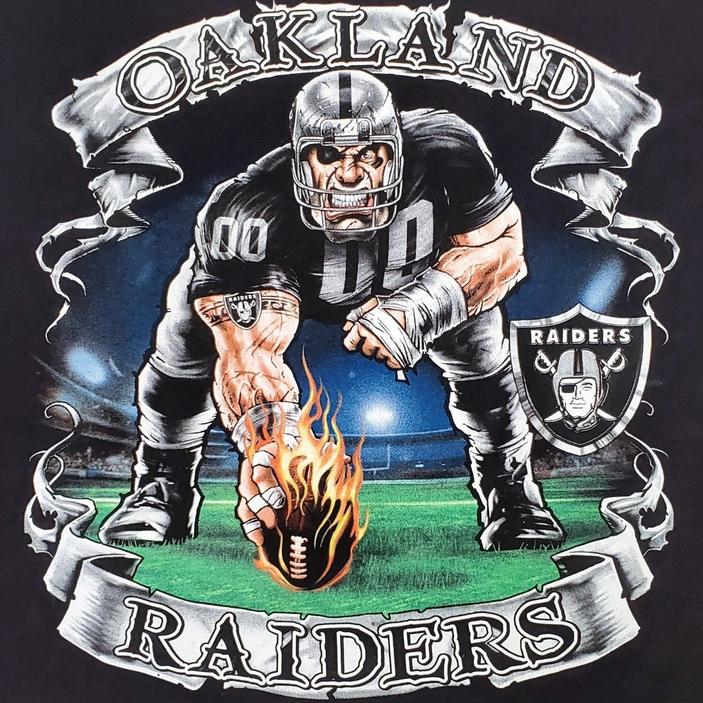 Vintage Oakland Raiders T Shirt NFL Flames Big Graphic Rare Sz XLT Size US XL / EU 56 / 4 - 2 Preview