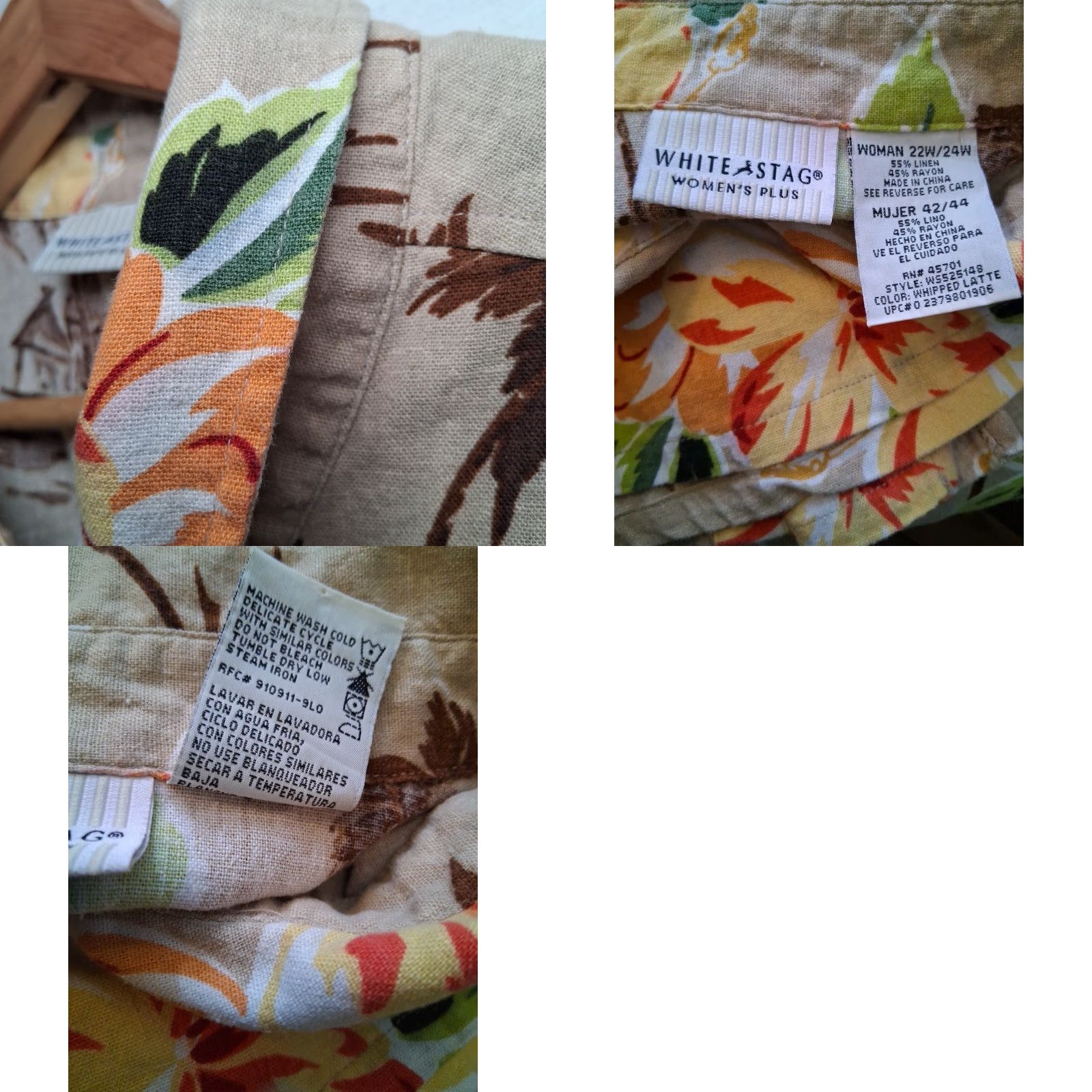 Vintage VINTAGE? White Stag Womens Plus Size Shirt 22 24 Brown Linen Blend Hawaiin Beach Hibiscus Size 3XL / US 20-22 - 9 Thumbnail