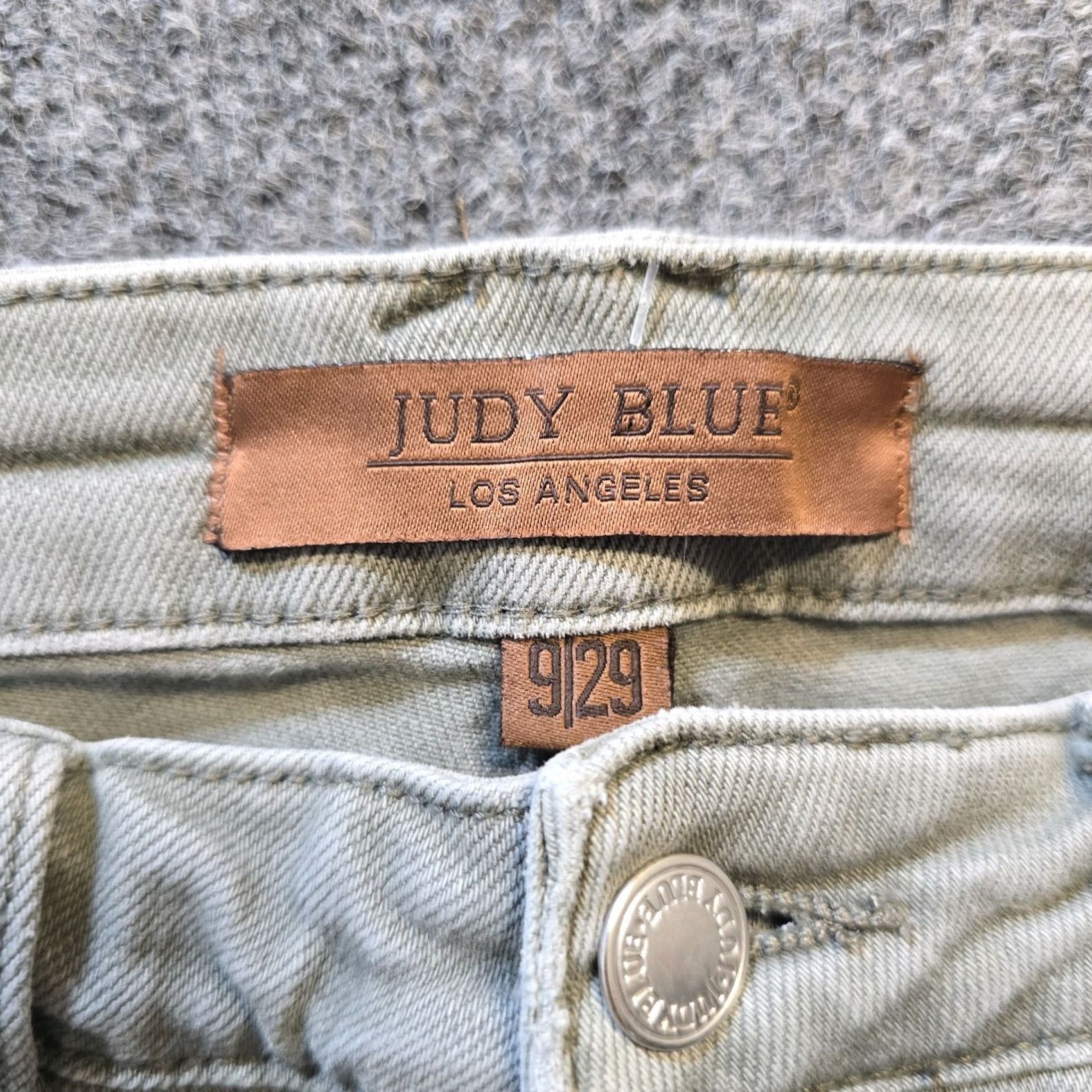 Vintage Judy Blue Jeans Womens 29 Green Wide Leg Raw Hem Garment Dyed Stretch Casual Size 29" - 4 Thumbnail