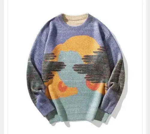 Aran Isles Knitwear × Japanese Brand punk sweater with face print Size US L / EU 52-54 / 3 - 1 Thumbnail