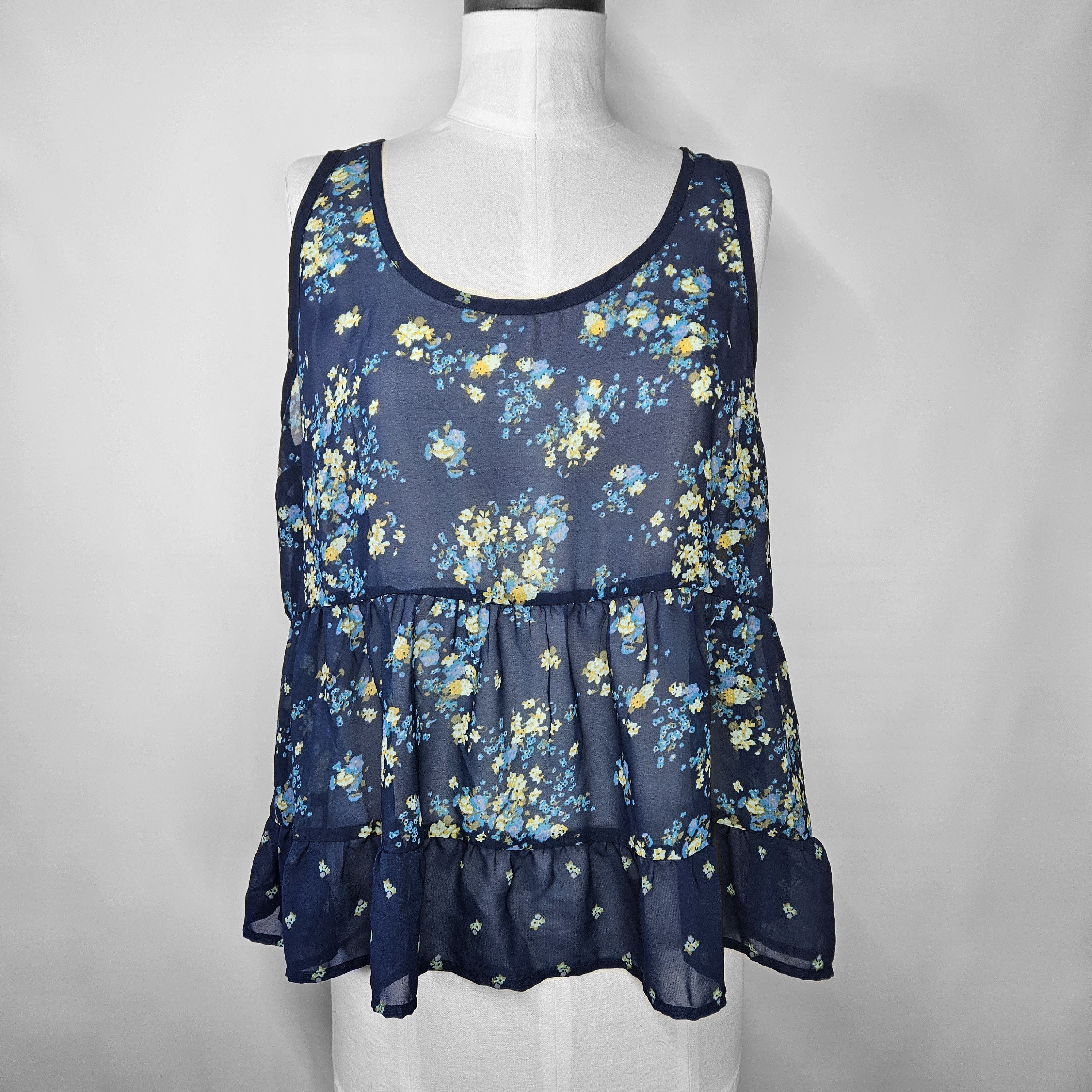 Mossimo Mossimo Size XXL Top Sheer Chiffon Ruffled Ditzy Floral Size XXL / US 16-18 / IT 52-54 - 1 Thumbnail