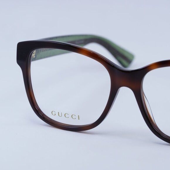 Gucci 🕶️ New Gucci GG0038ON 002 Eyeglasses - Havana/Green Frame Size ONE SIZE - 9 Thumbnail